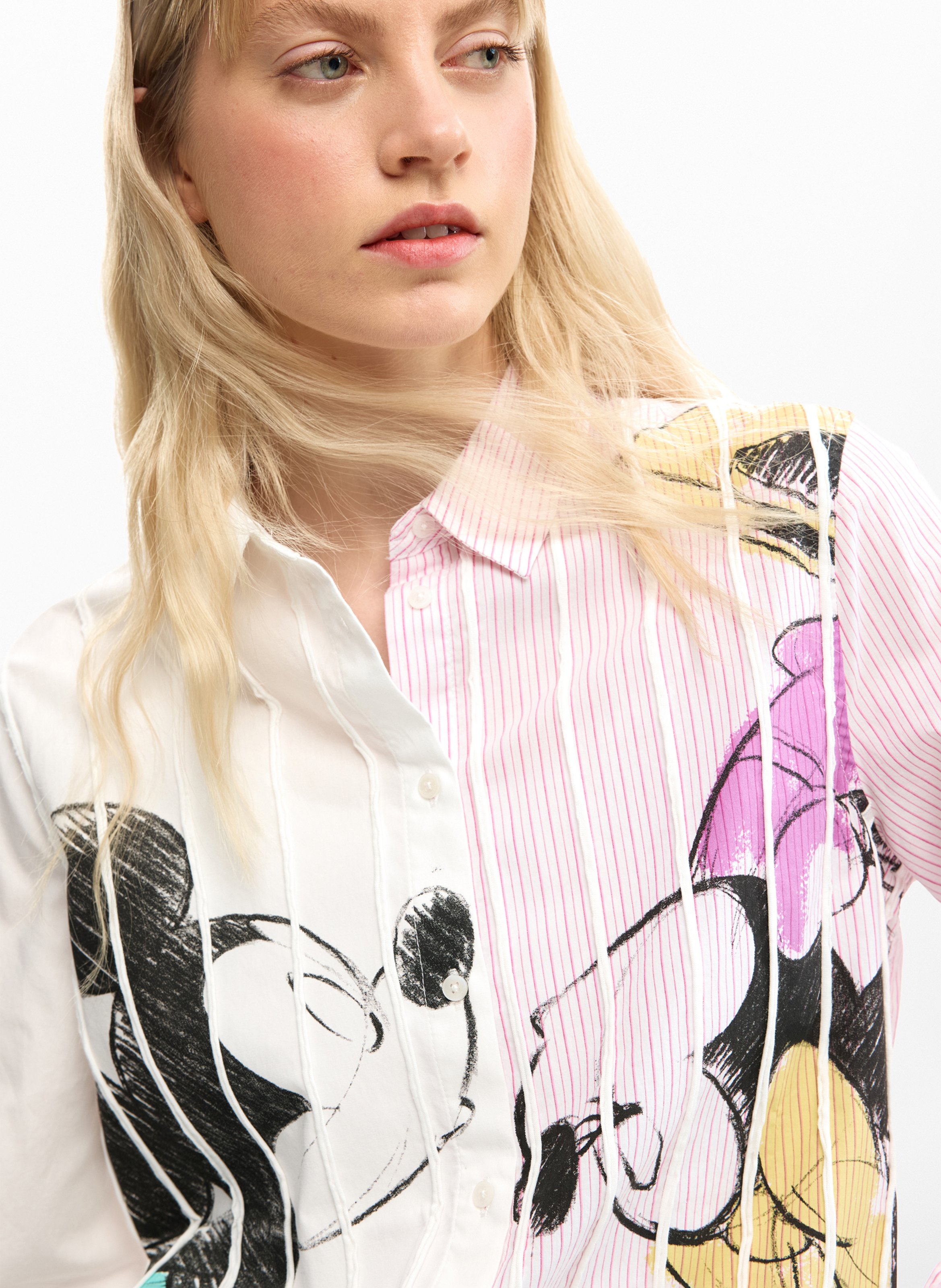 Blouse met klassieke kraag en print DESIGUAL Wit