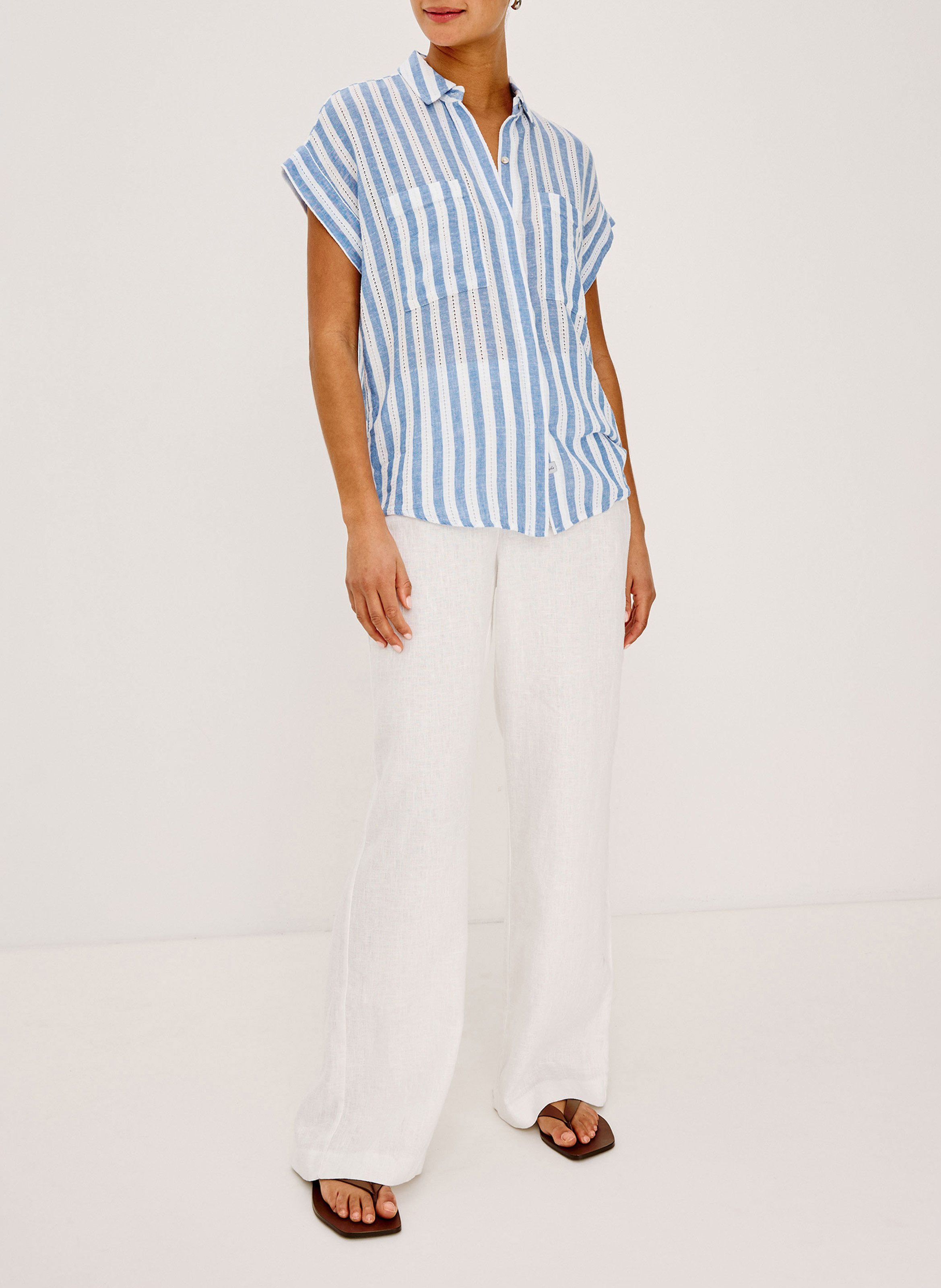 Chemise col classique en lin mélangé RAILS Multicolore