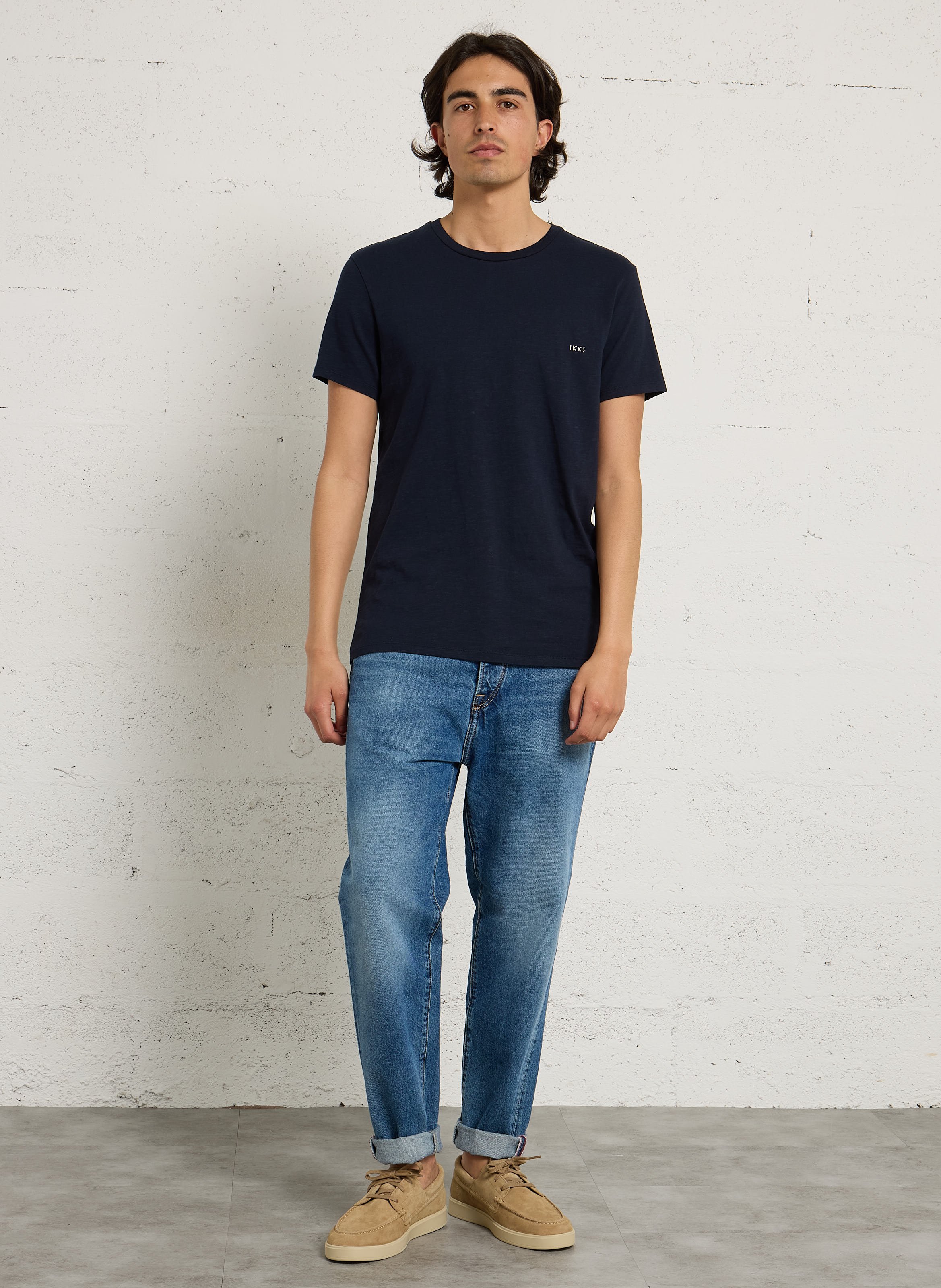 Gerade geschnittenes T-Shirt aus Baumwolle mit Stickerei IKKS Blau