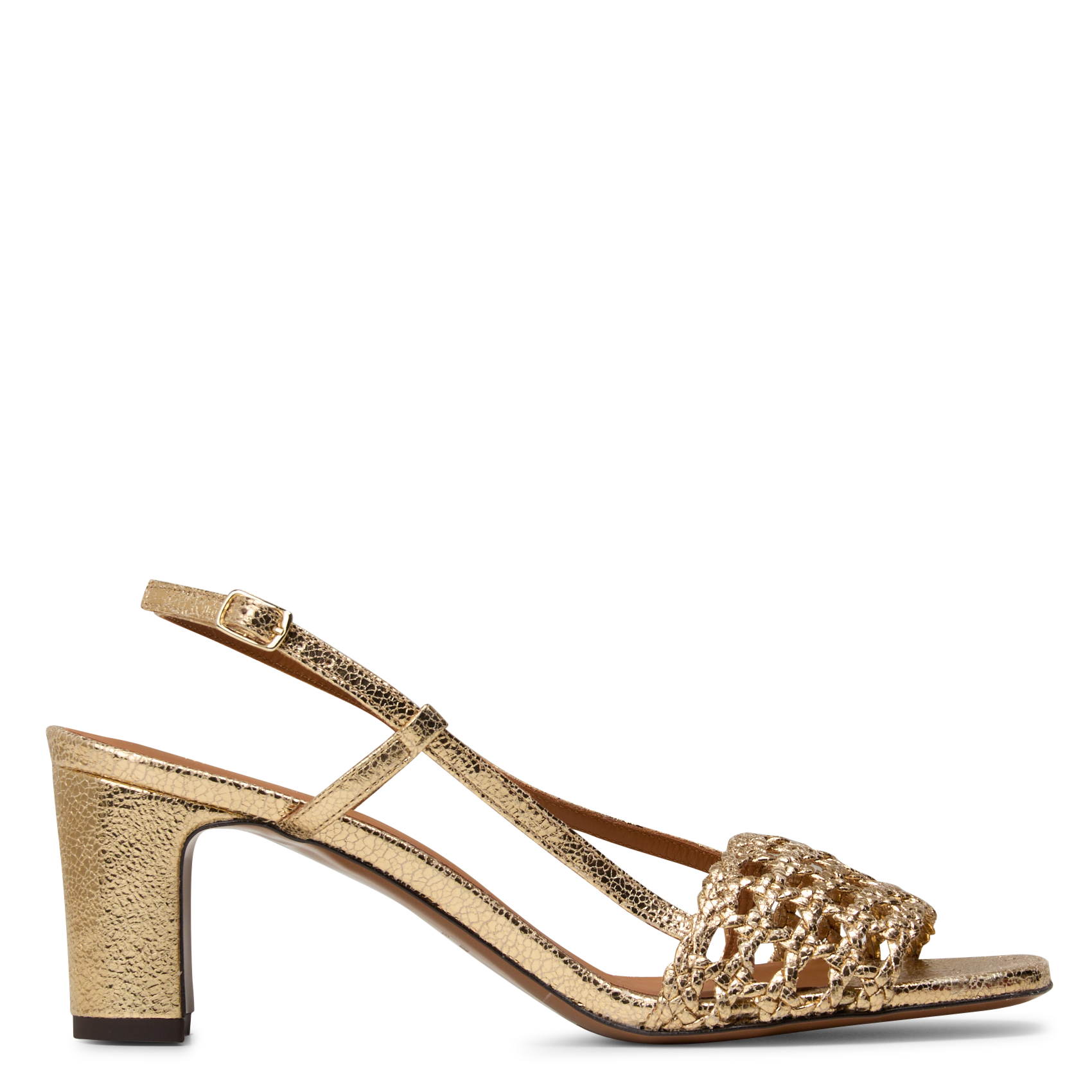 Glanzende, leren sandalen met hak RIVECOUR Goudkleurig