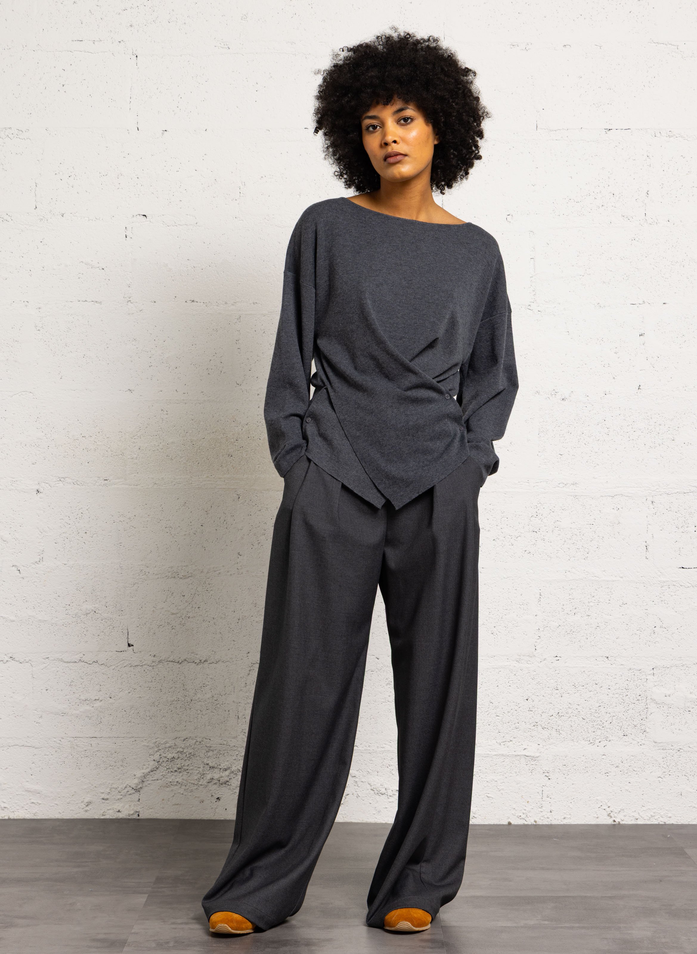 Oversized boat-neck sweater  SUNCOO Black