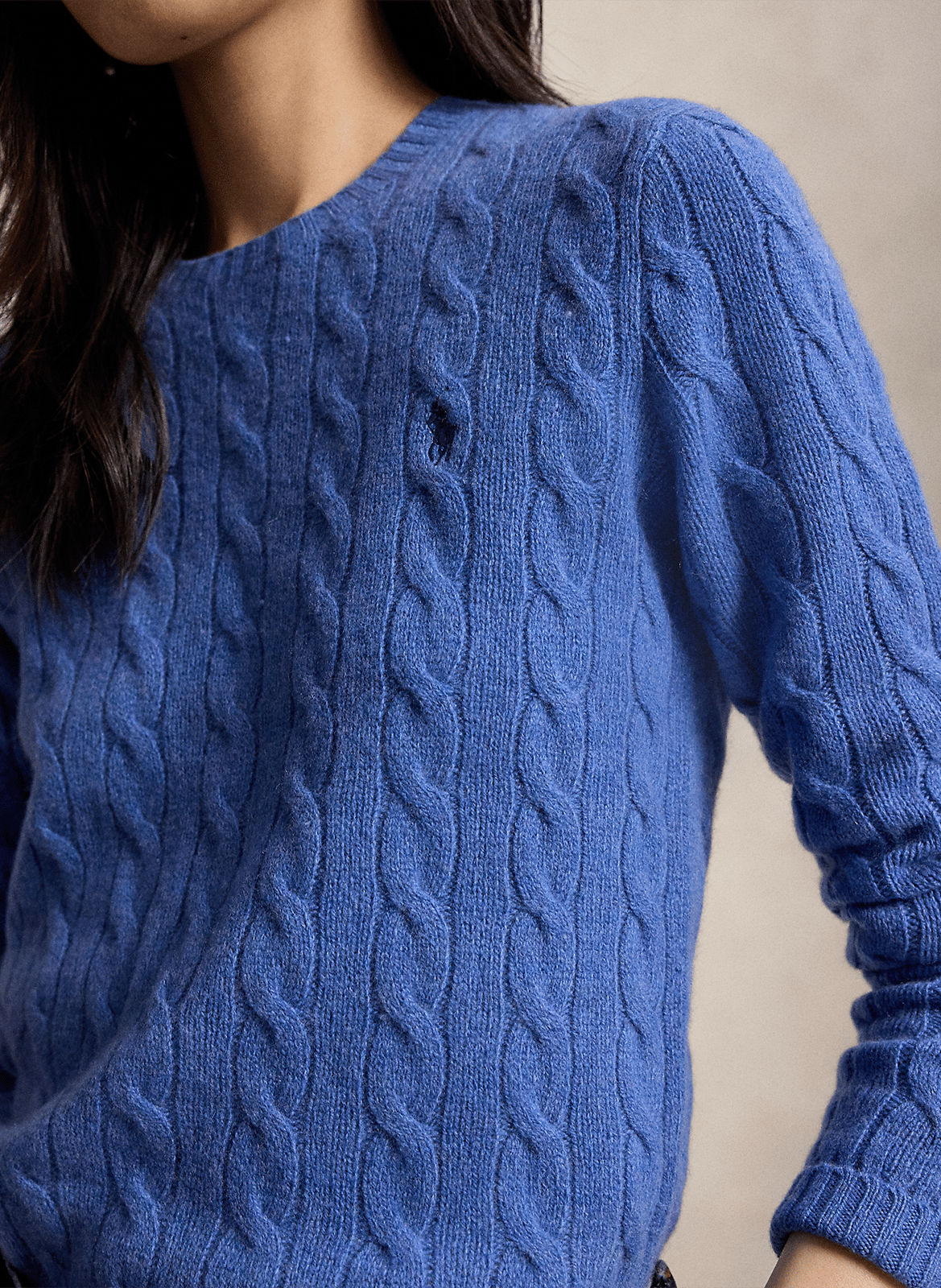 Pull col rond en laine et en cachemire mélangés  POLO RALPH LAUREN Bleu