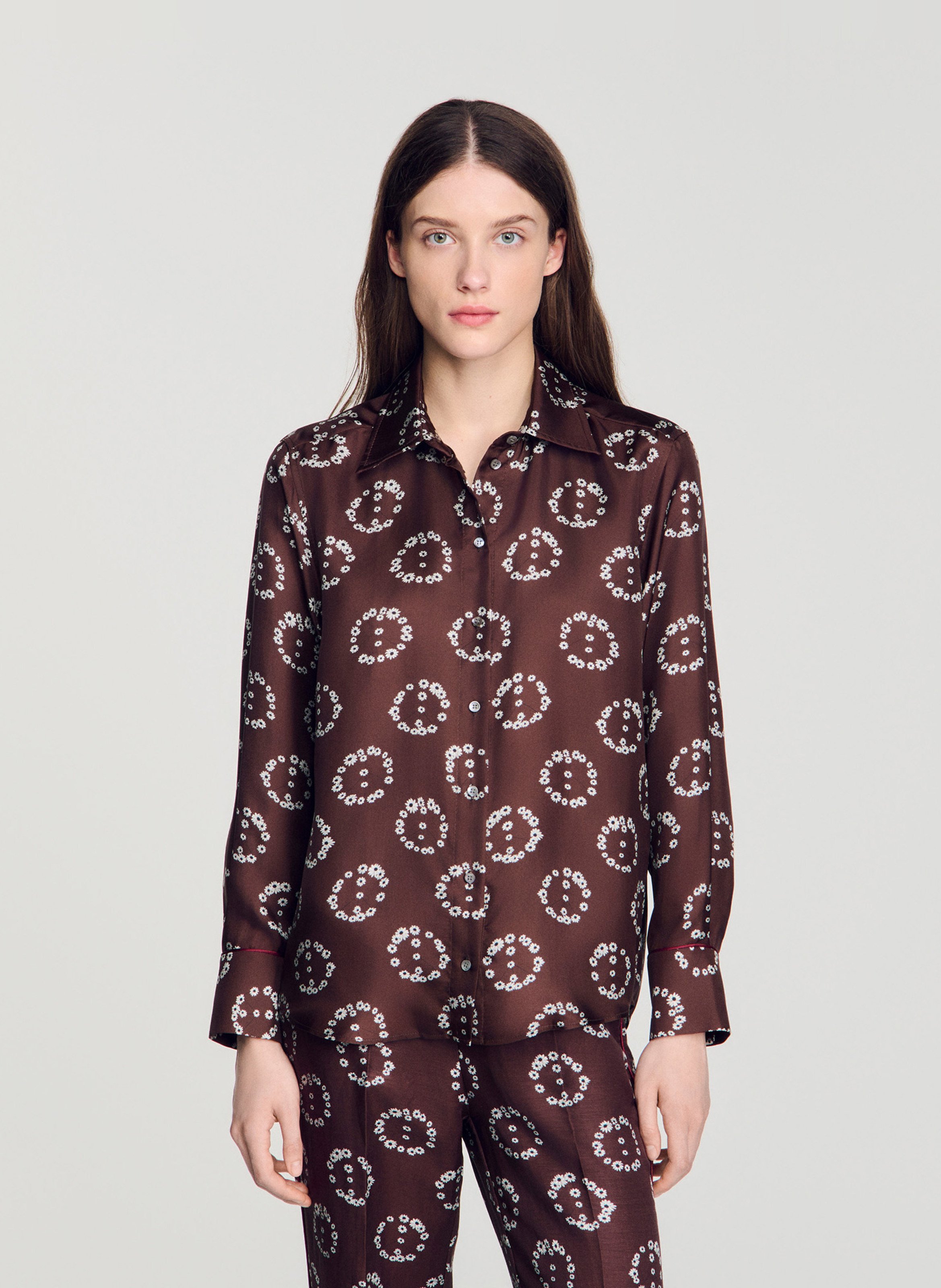 Rechte zijden blouse SANDRO Bruin