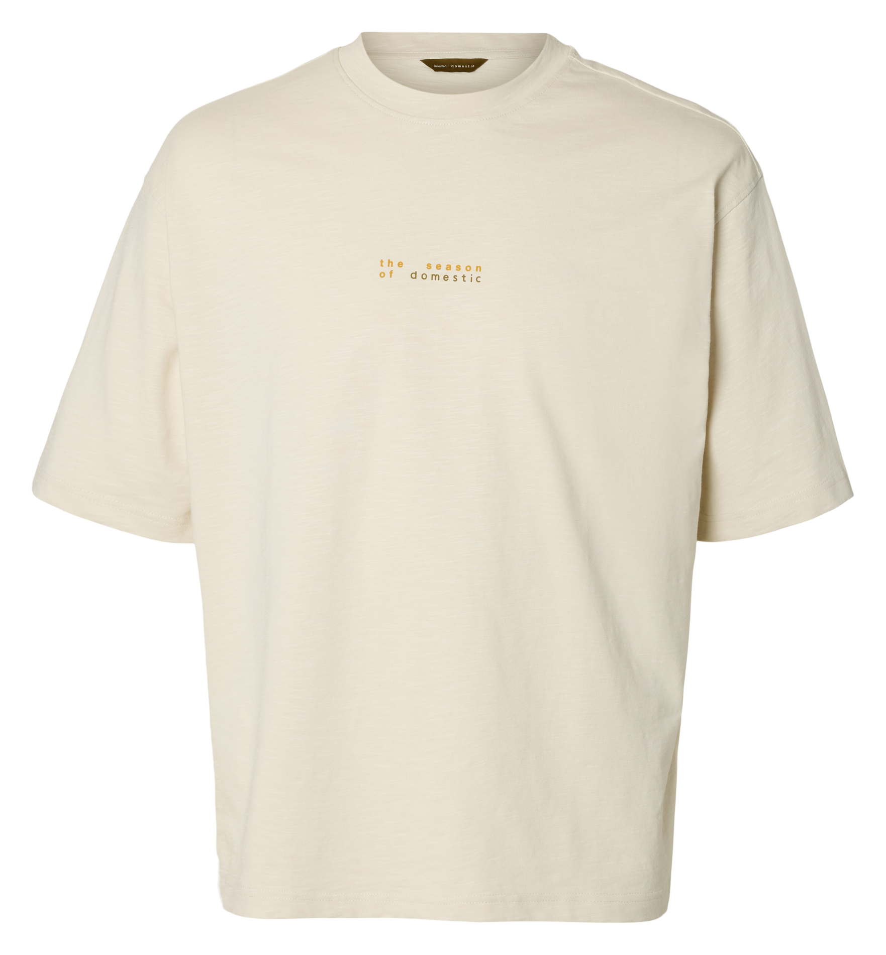 Tee-shirt col rond en coton bio SELECTED Beige