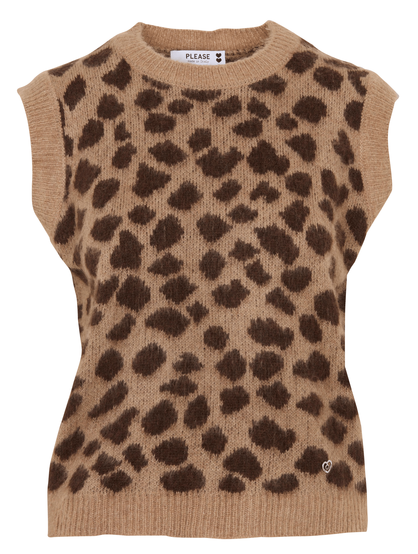 Oversized trui met luipaardprint PLEASE Bruin