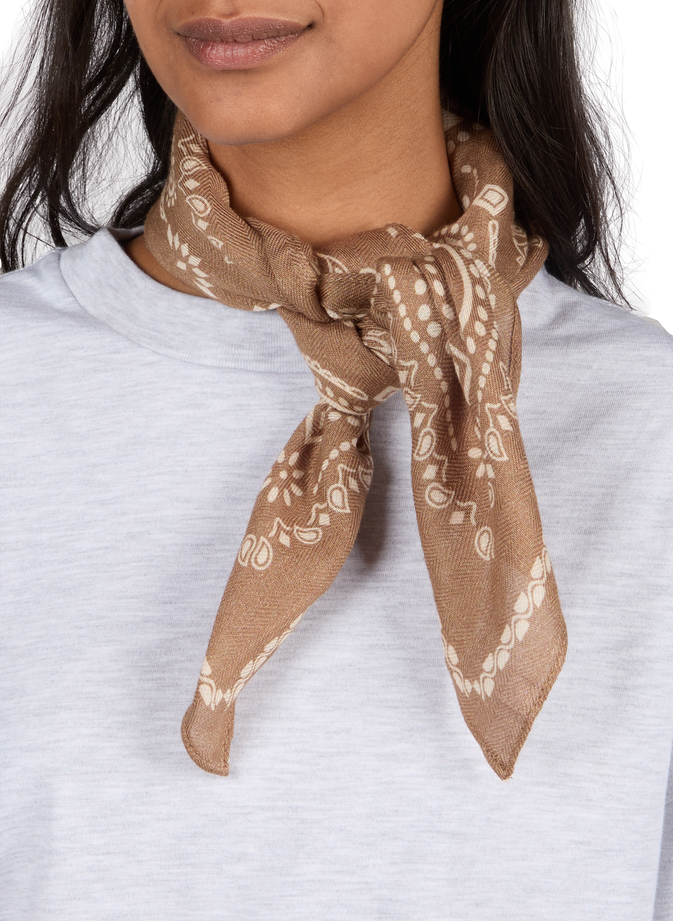 Carré imprimé bandana en coton mélangé SAISON 1865 Marron