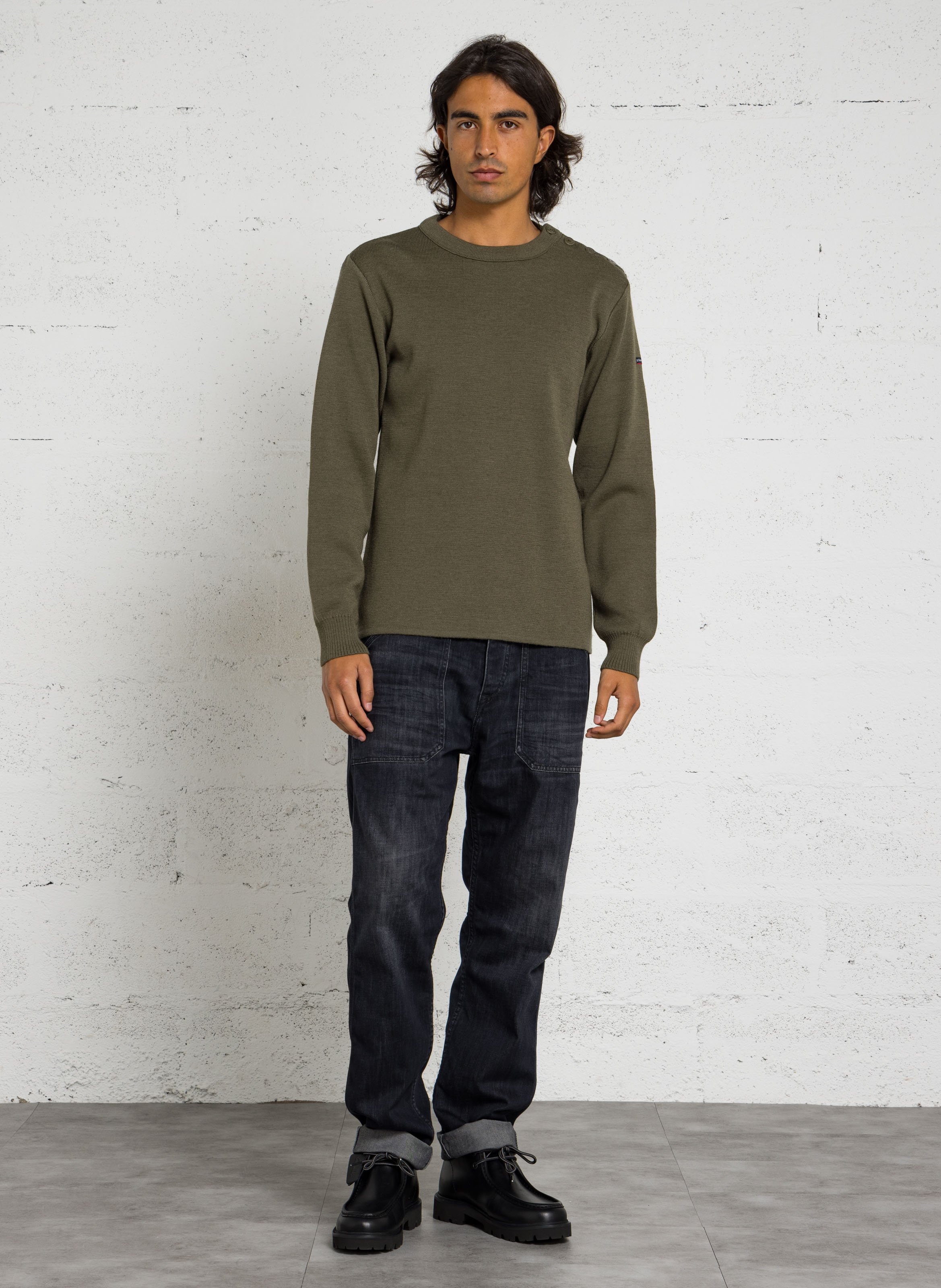 Pull col rond regular-fit en laine ARMOR LUX Vert