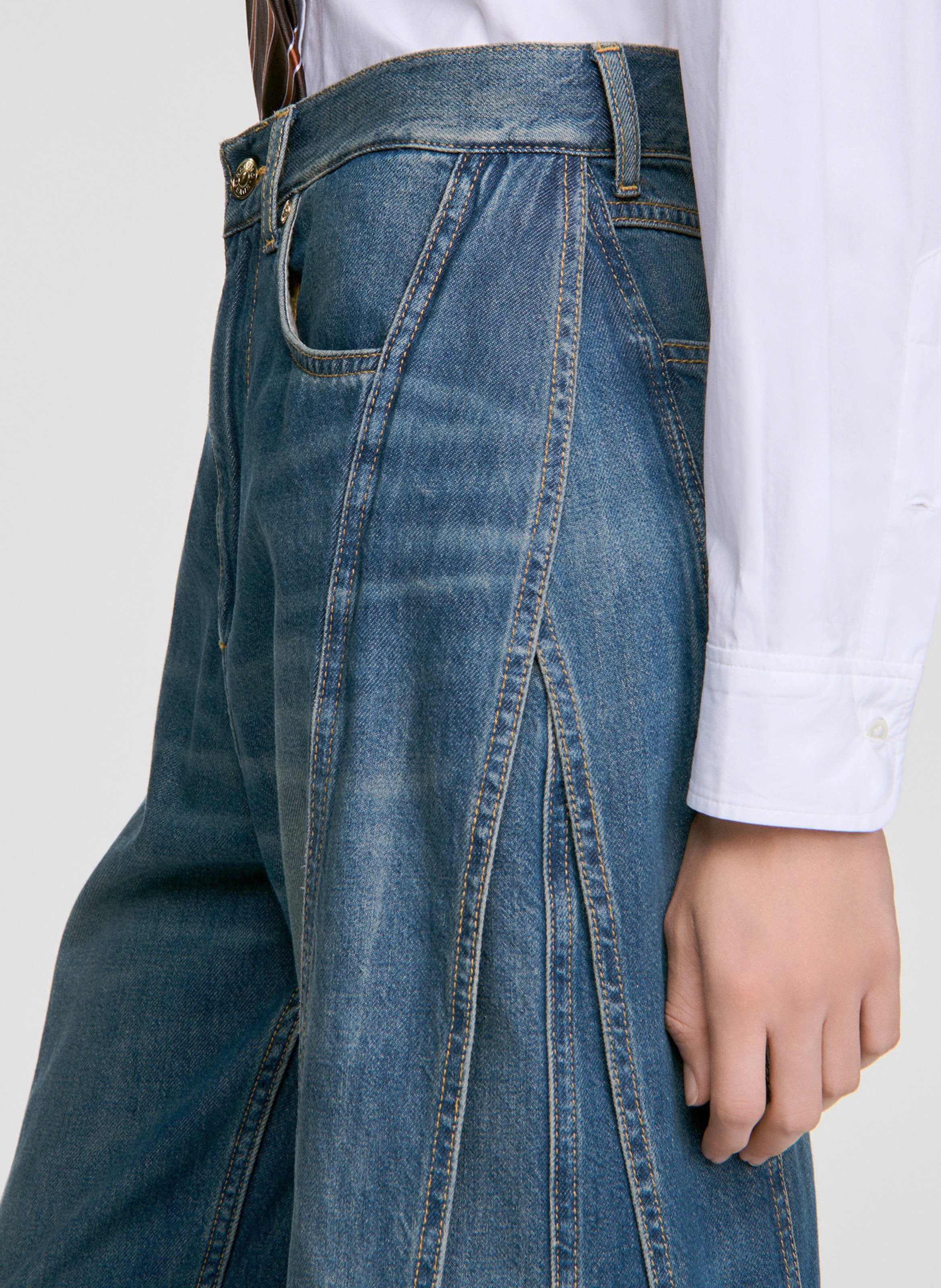 Jean large en coton SANDRO Bleu
