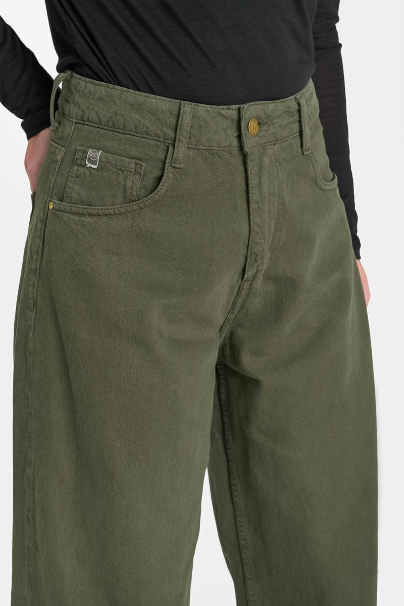 Loose fit jeans, wide leg, length 34 LE TEMPS DES CERISES Khaki