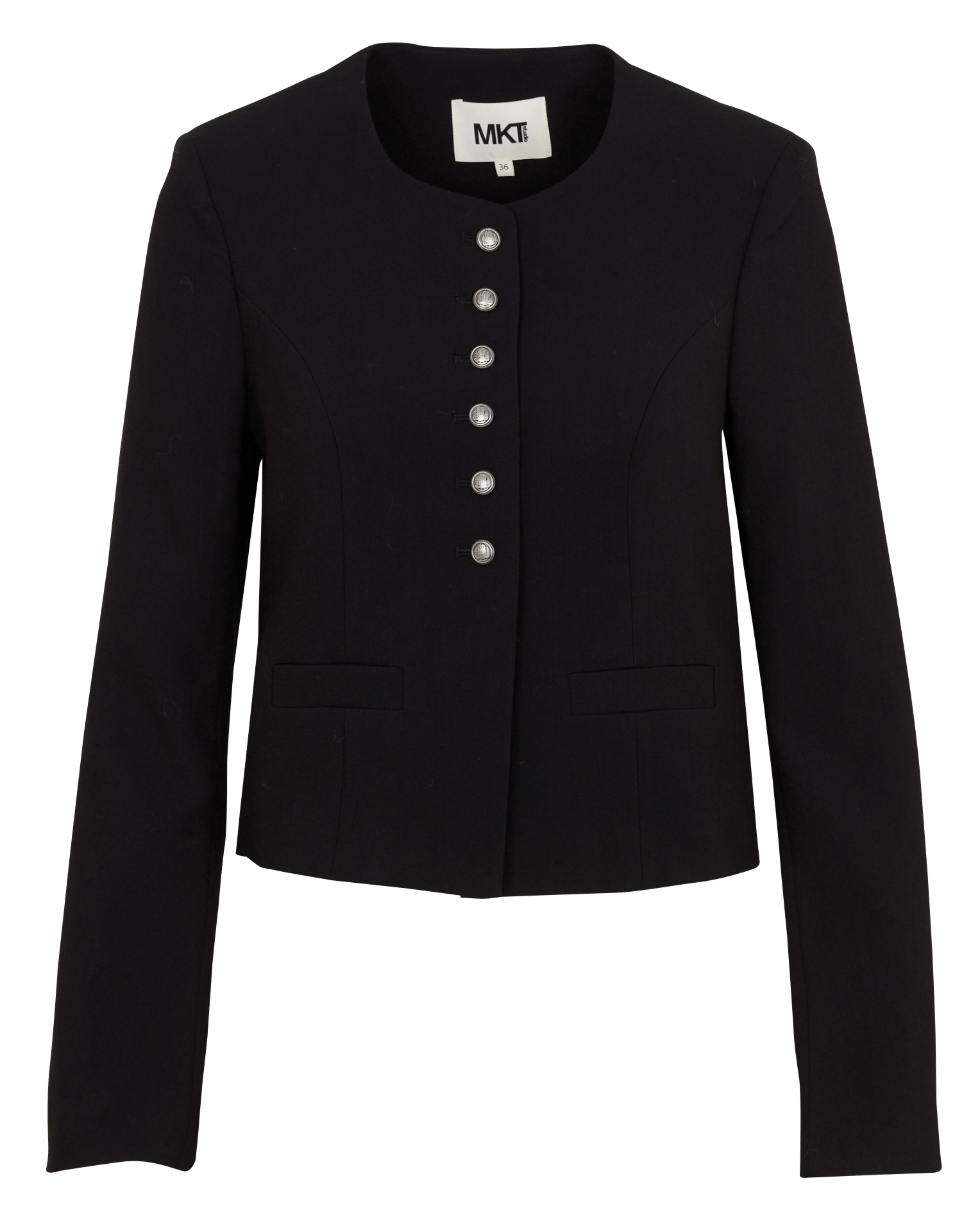 Veste droite col rond courte et boutonnée MKT Noir
