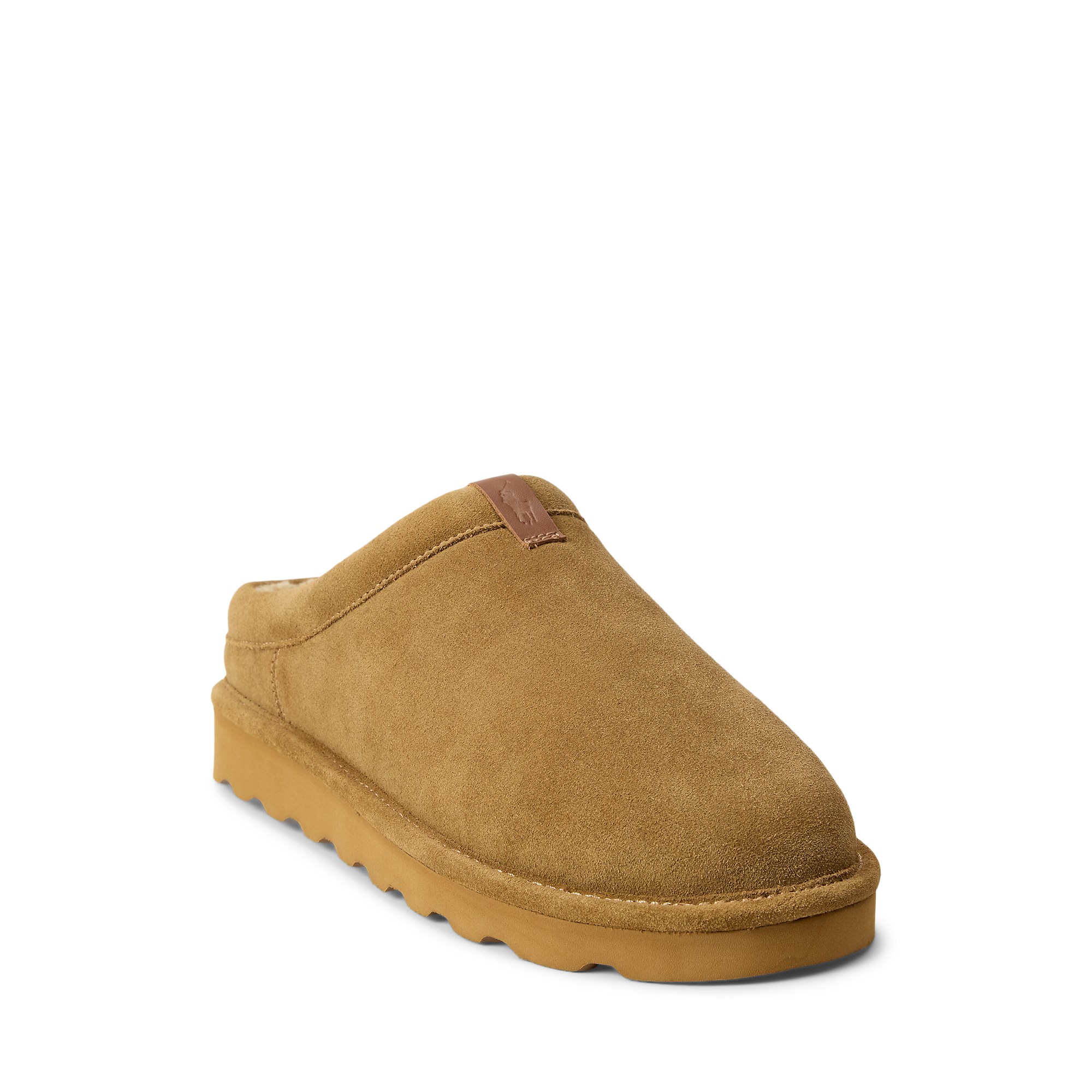 Lined suede leather slipper POLO RALPH LAUREN Brown