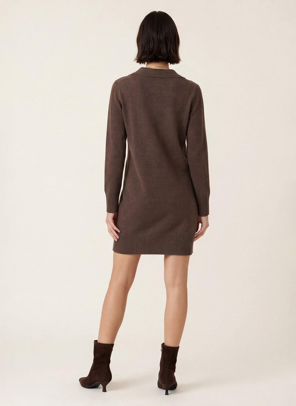 Robe courte droite en laine et cachemire KOOKAI Marron