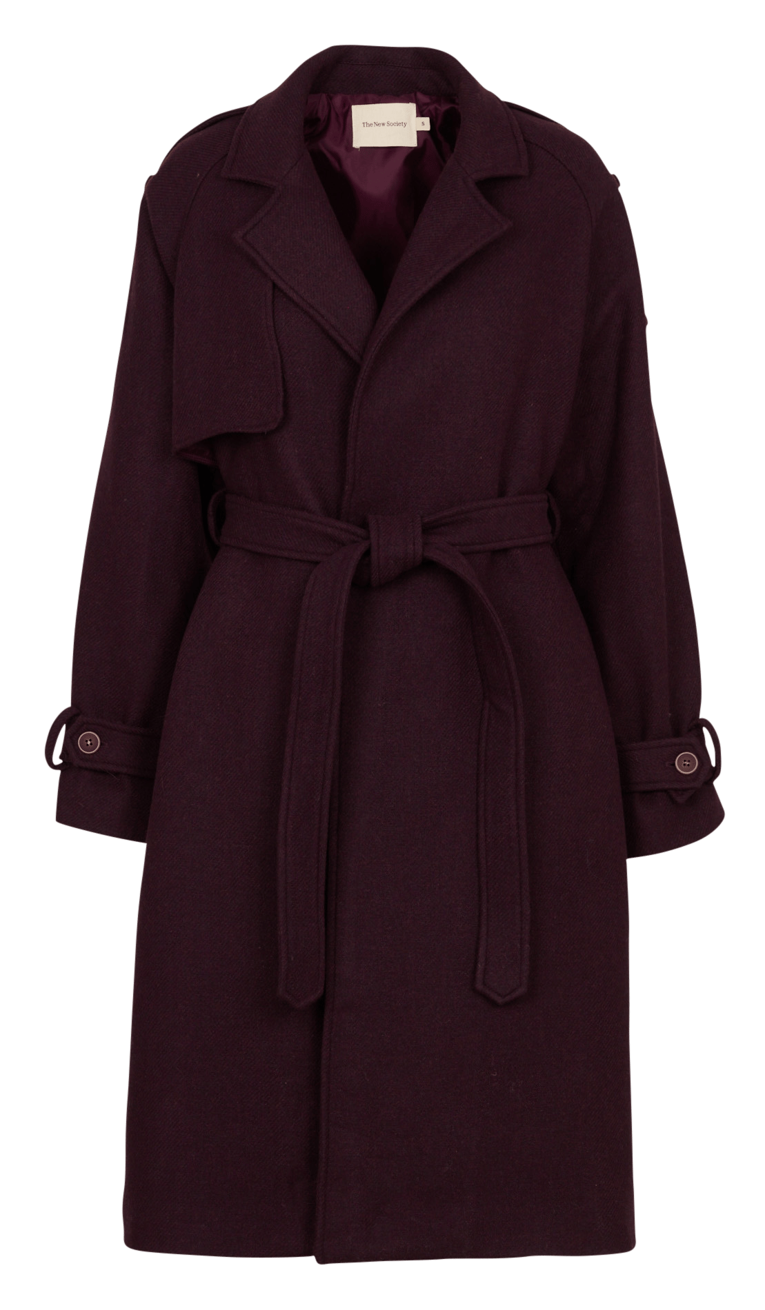 Manteau long ceinturé en laine mélangée THE NEW SOCIETY Rouge