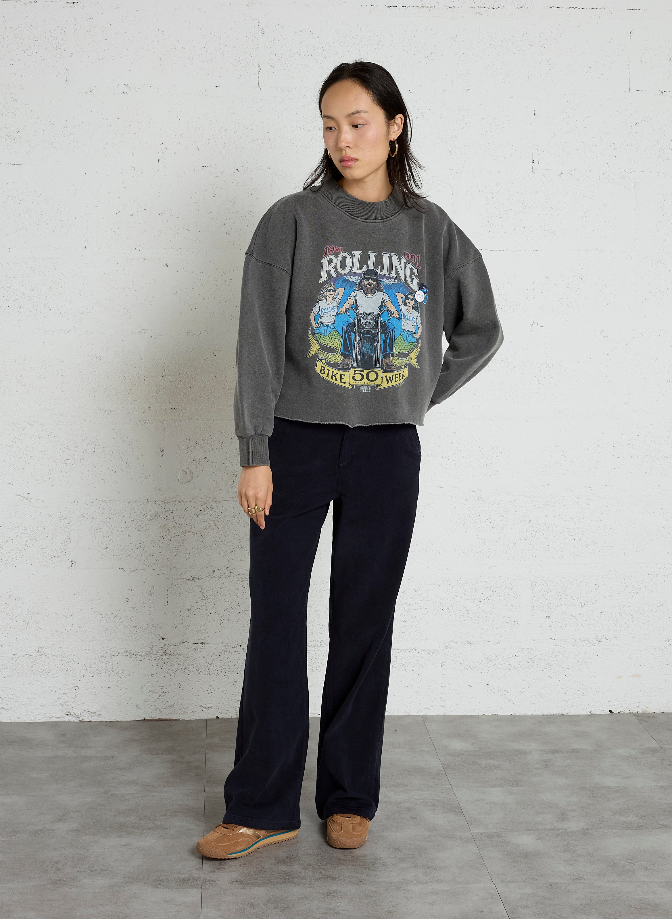 Baumwoll-Sweatshirt mit Rundhalsausschnitt NEWTONE Grau