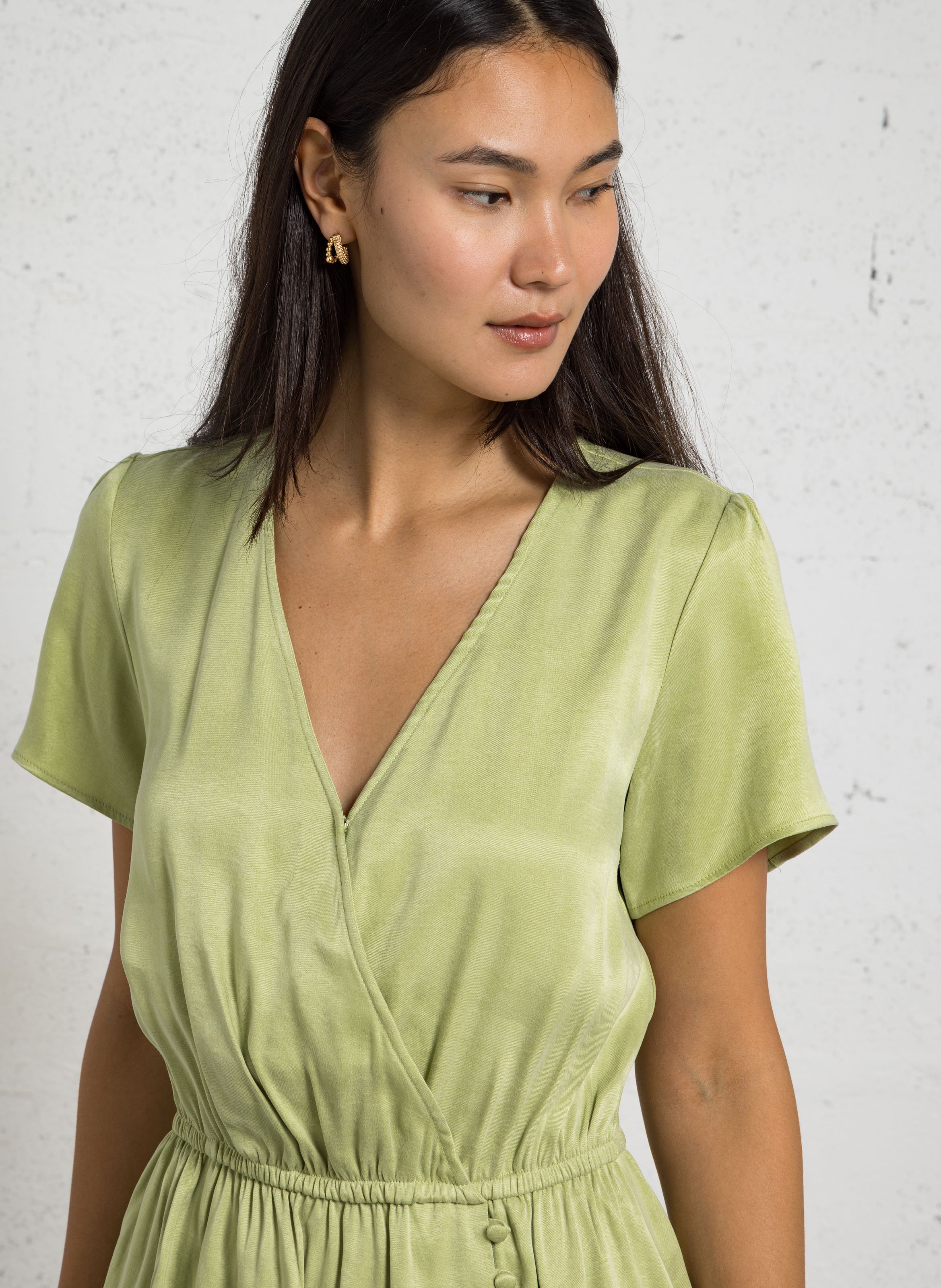 Robe courte cintrée manches courtes IKKS Vert