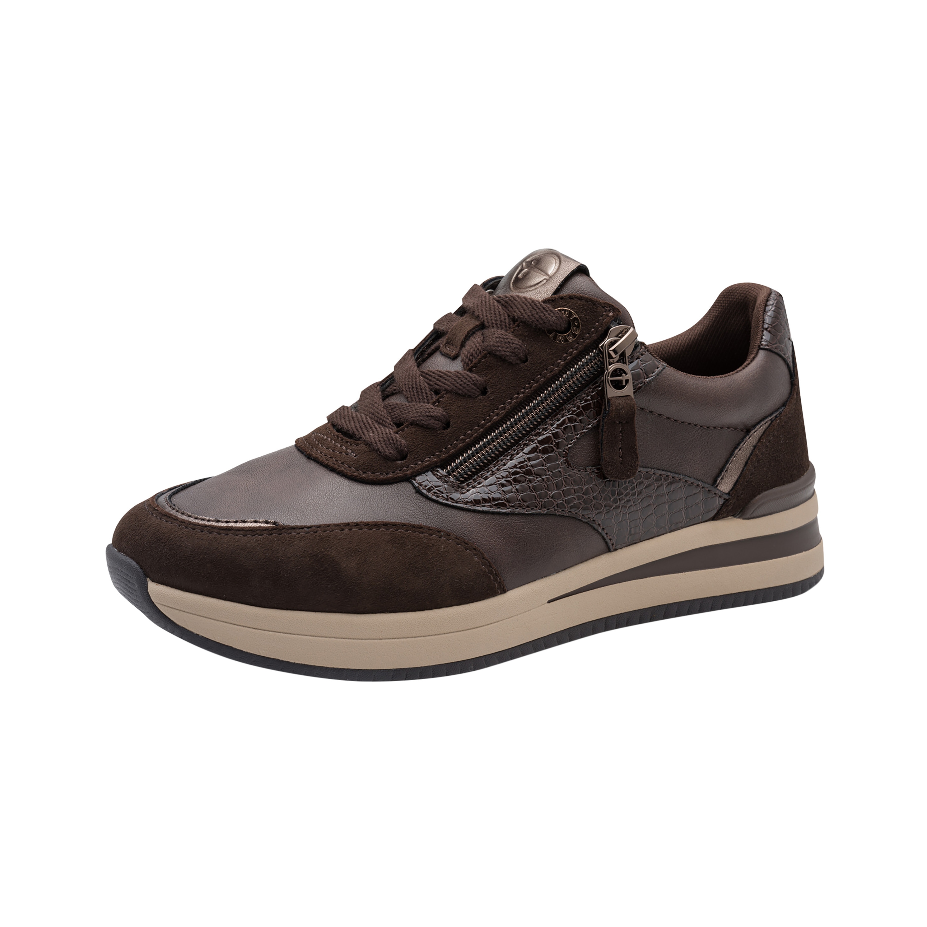 Leather trainers TAMARIS Brown