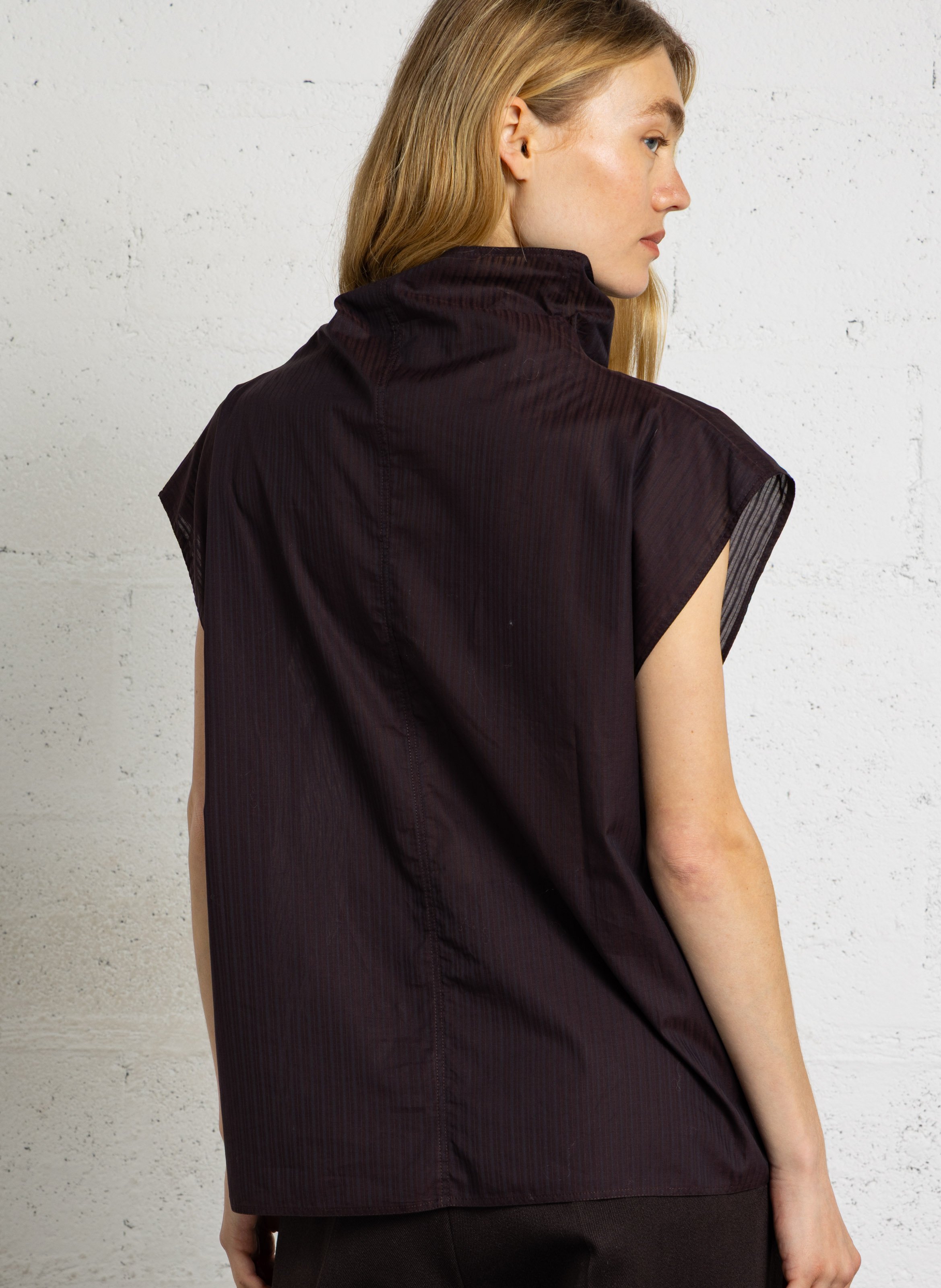 Short-sleeved cotton blouse SOEUR Brown