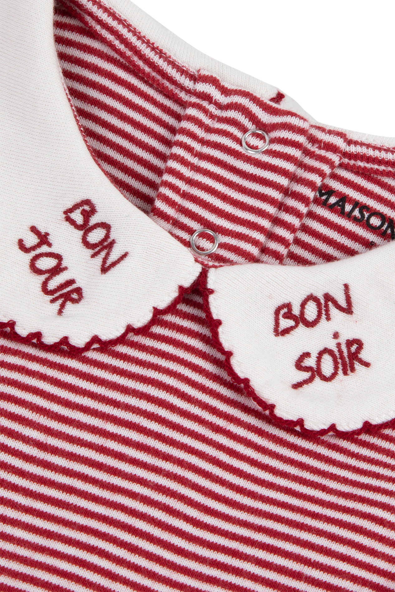 Striped organic cotton bodysuit  with Peter Pan collar MAISON LABICHE Red