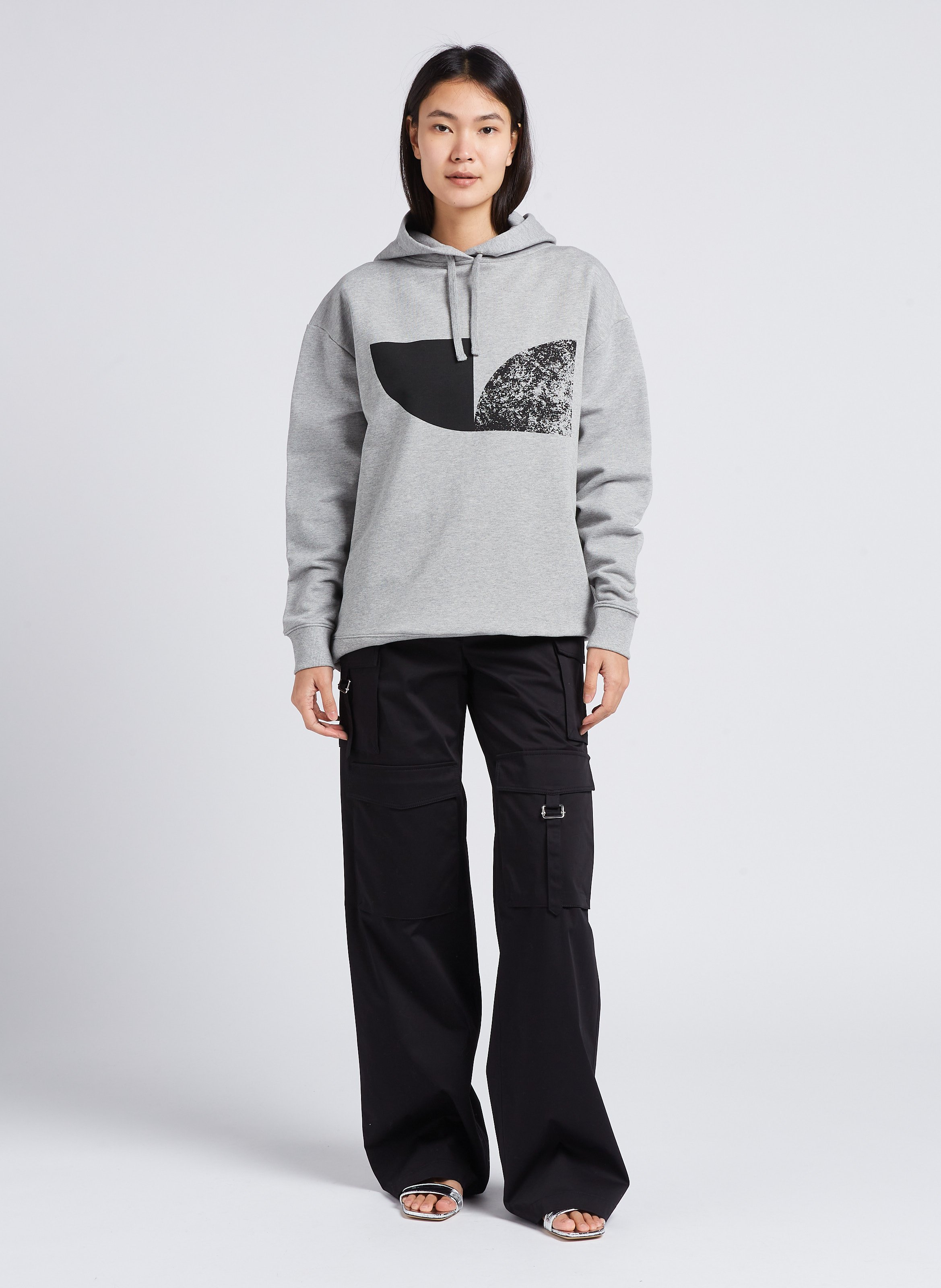 Screen-printed organic cotton hoodie IRO Grey