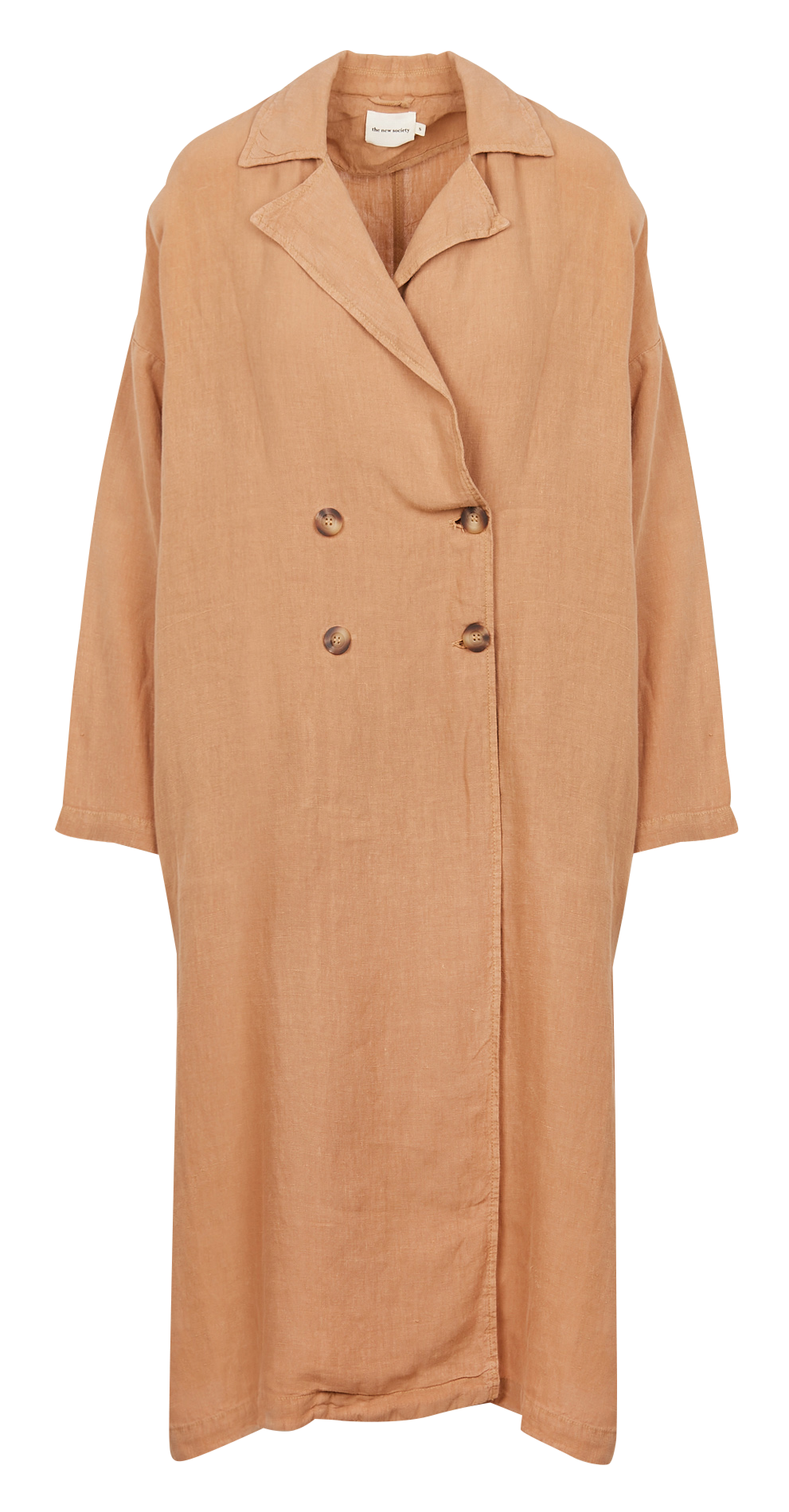 Lange, linnen trenchcoat THE NEW SOCIETY Bruin