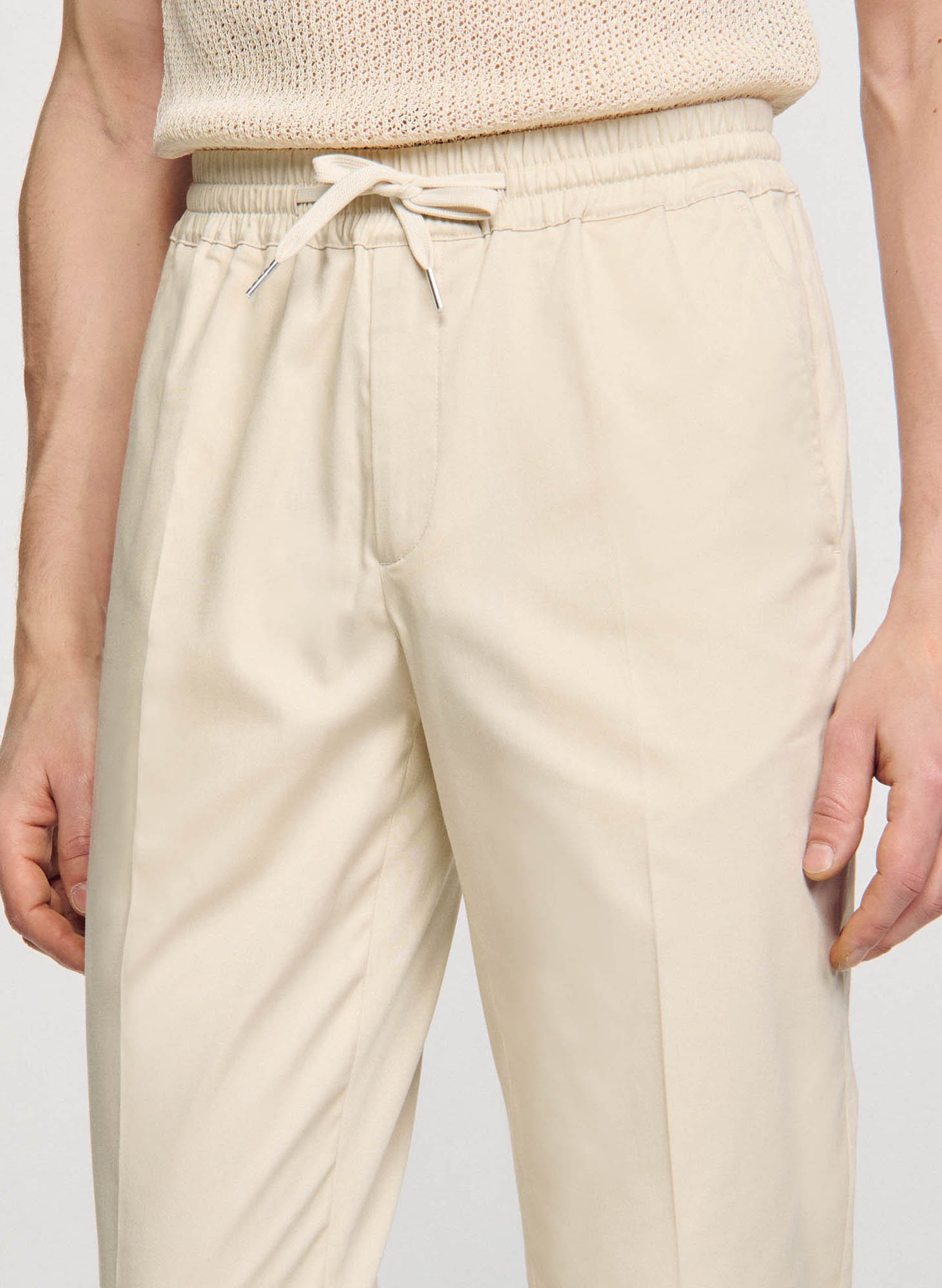 Pantalon chino avec cordon en coton mélangé  SANDRO Beige