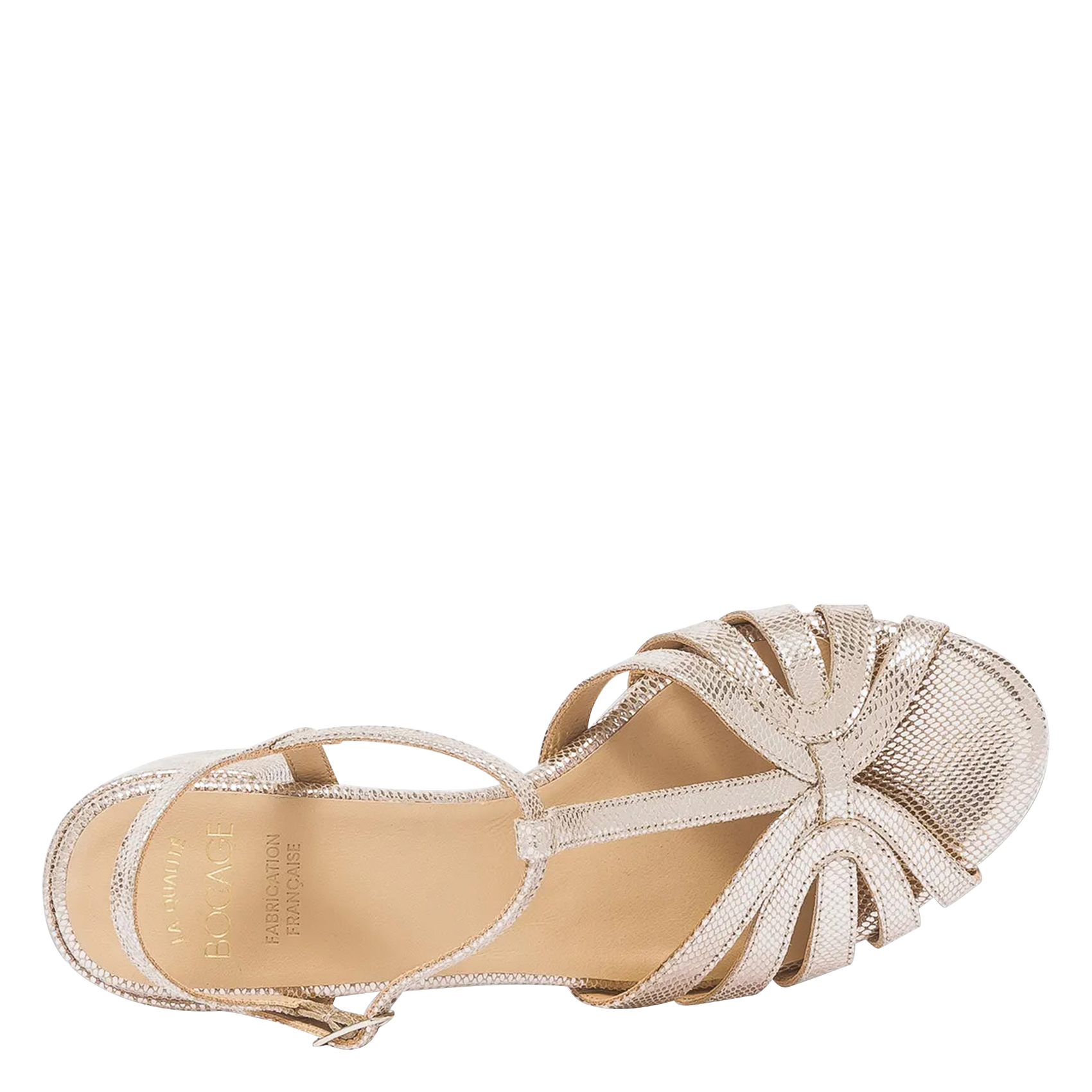 Sandalen aus Metallic-Leder mit Absatz BOCAGE Golden