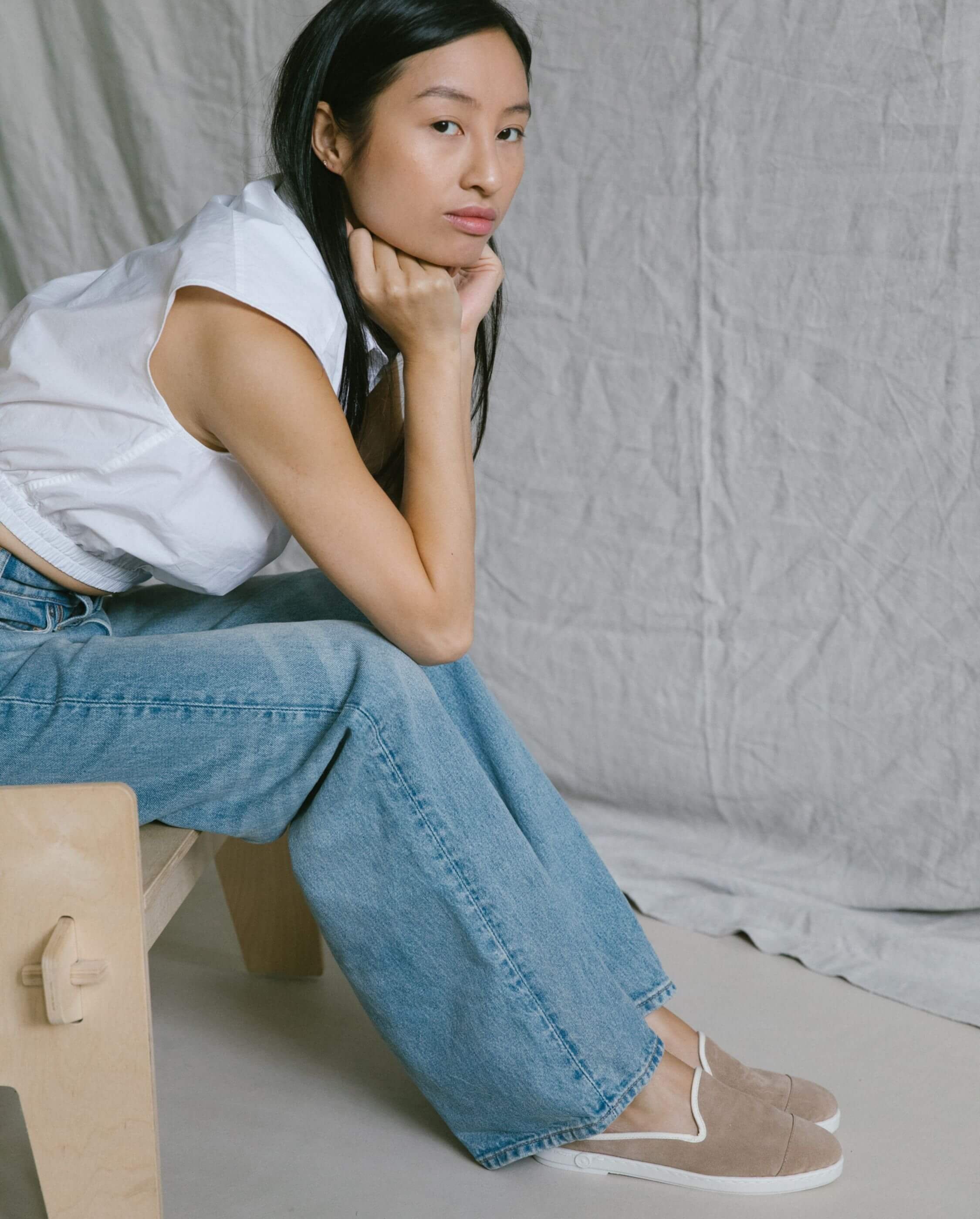 Women's leather mule, taupe ANGARDE Brown