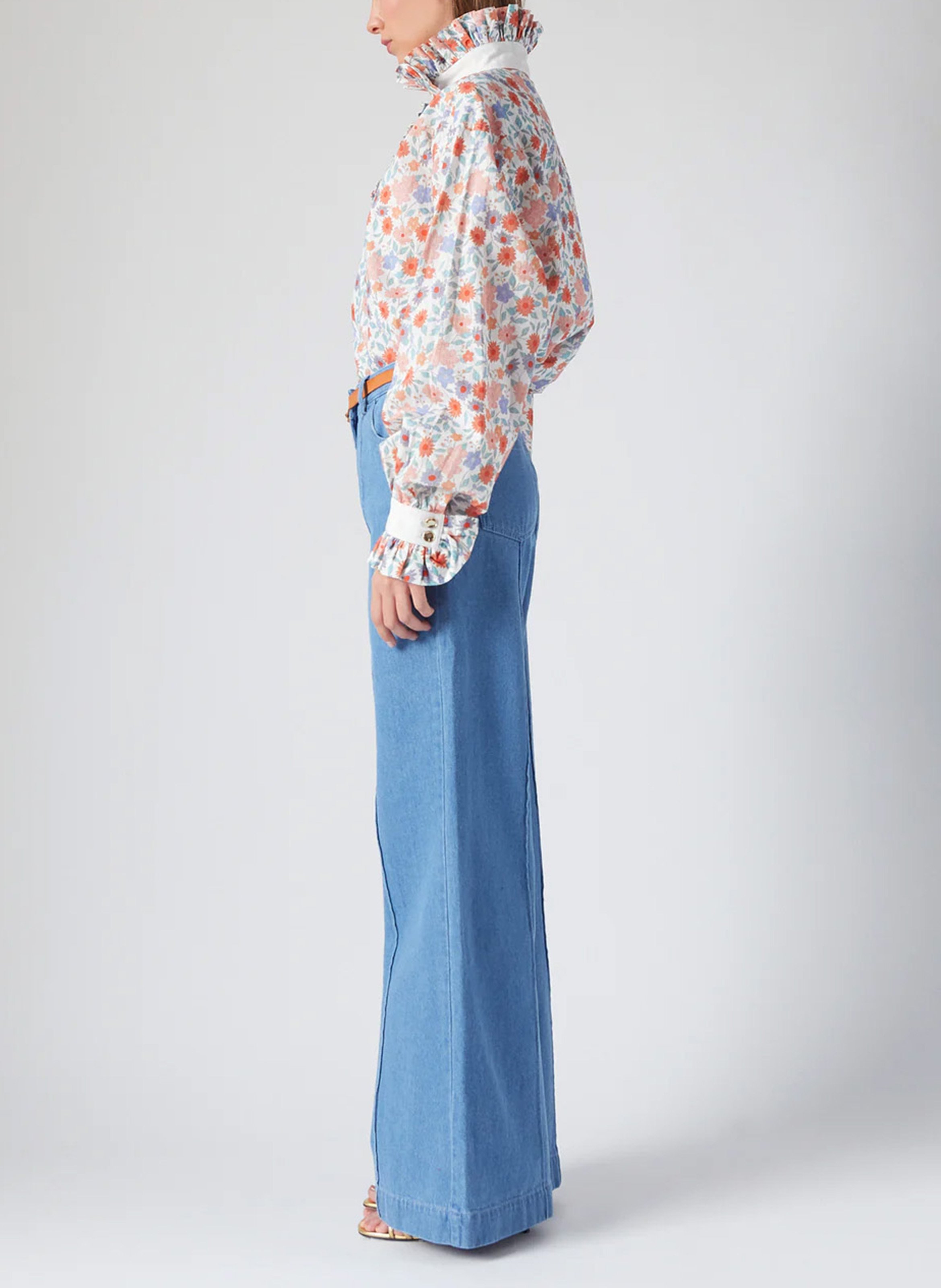 Chemise col victorien en coton THE LABEL EDITION Rouge