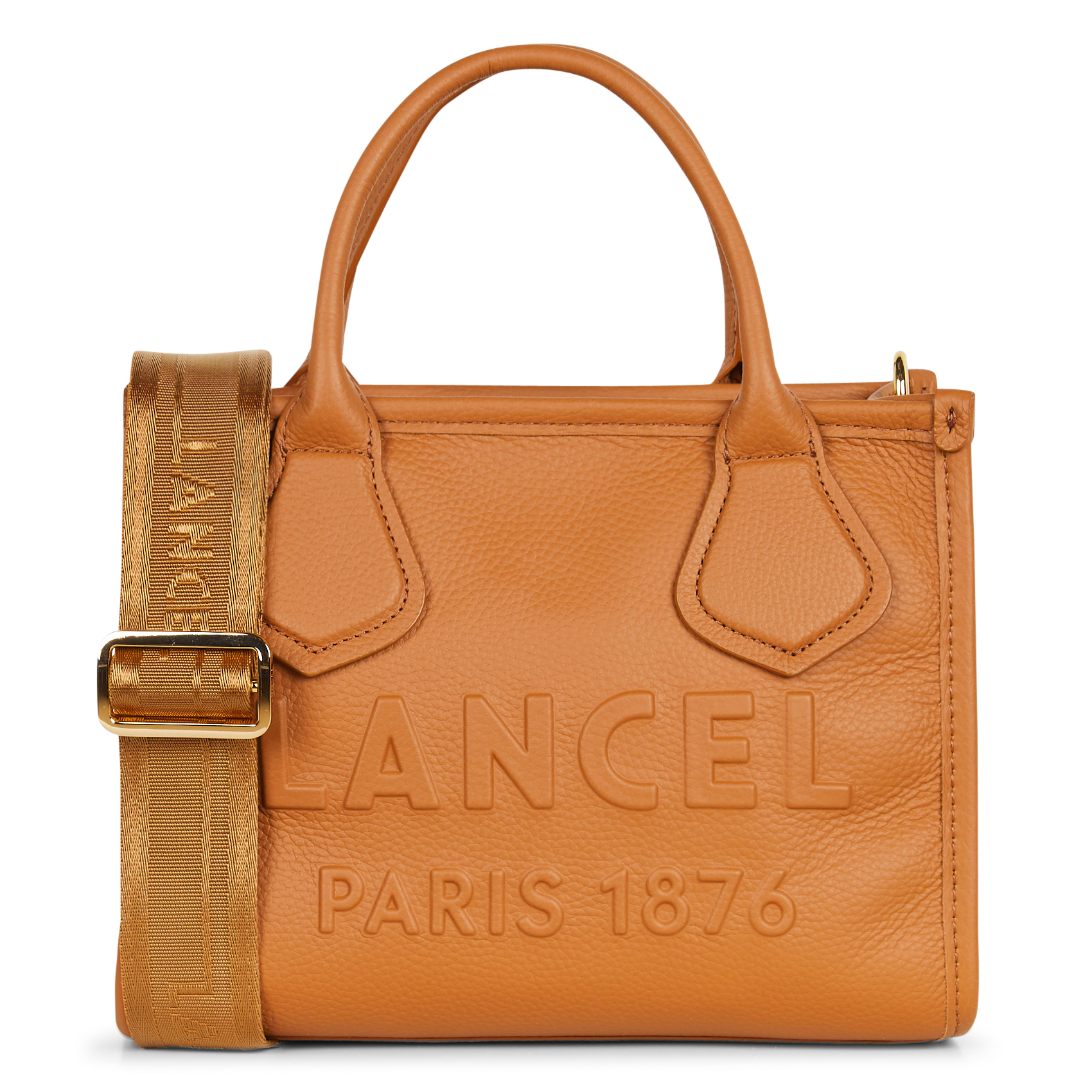 Sac porté main à logo débossé en cuir grainé LANCEL