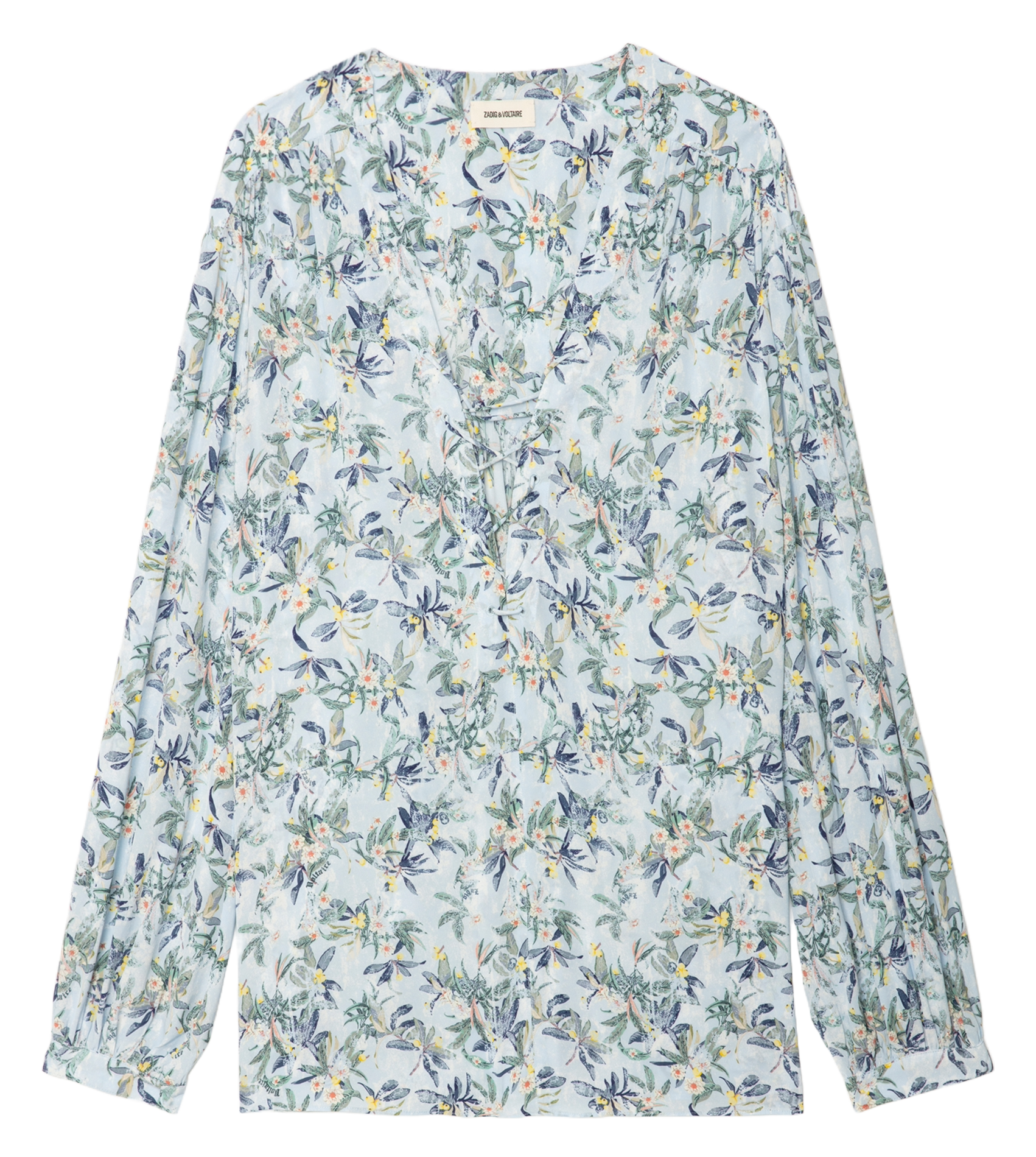 Top col v imprimé en soie  ZADIG&VOLTAIRE Bleu