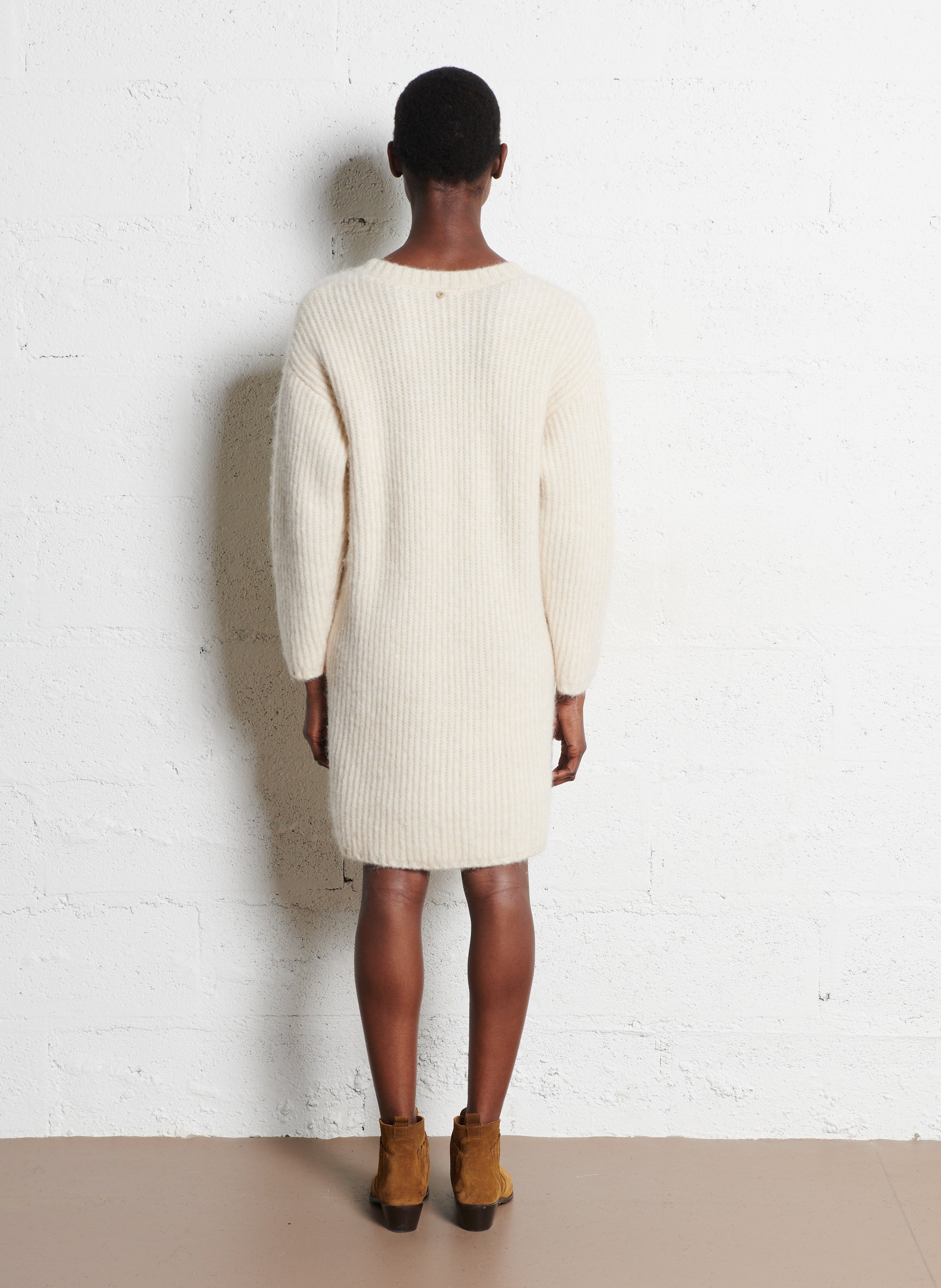 Robe courte col rond ONE STEP White