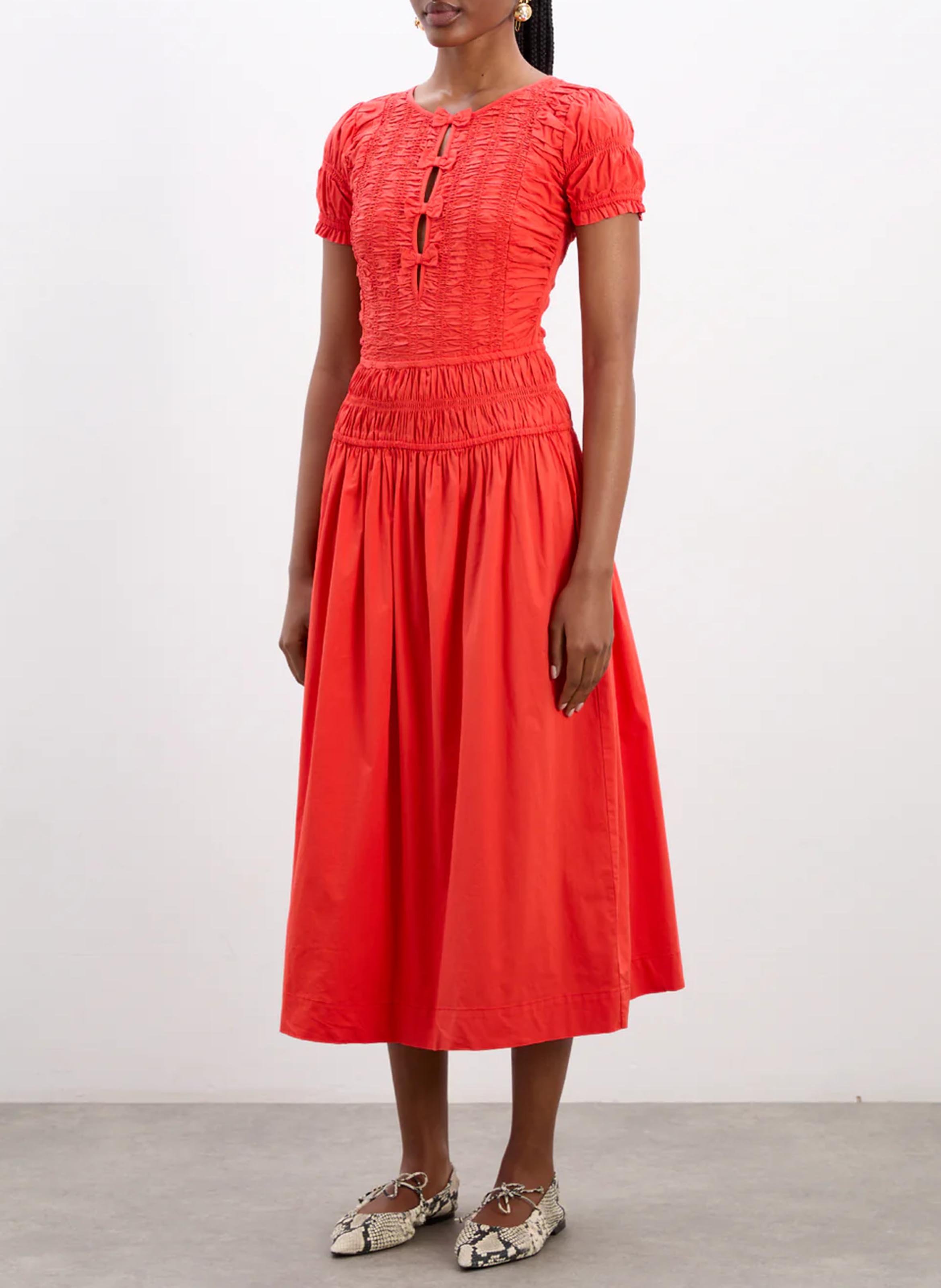 Cotton-blend midi dress DAMSON MADDER Brown