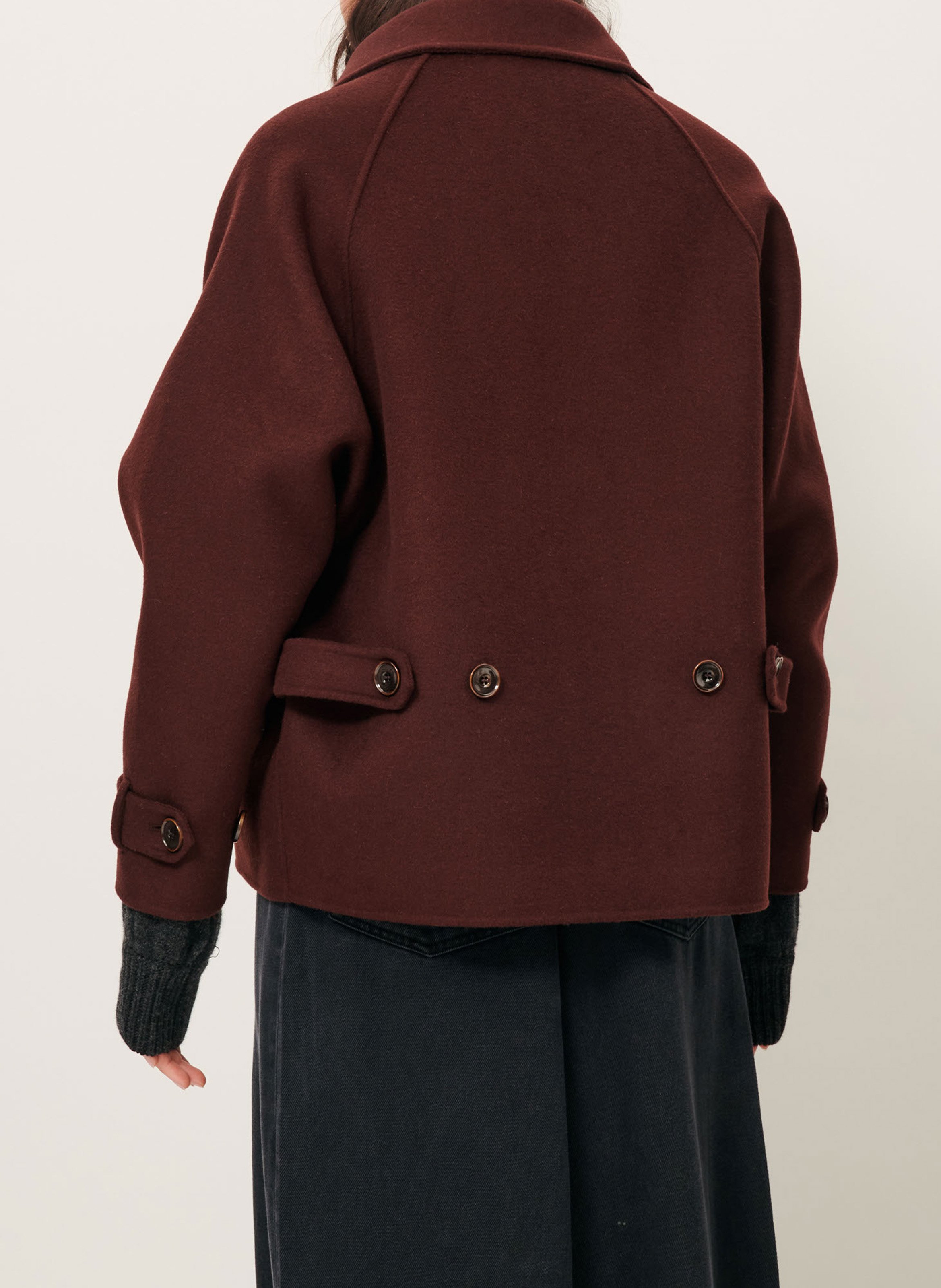 Short high-neck wool-blend coat SESSUN Brown