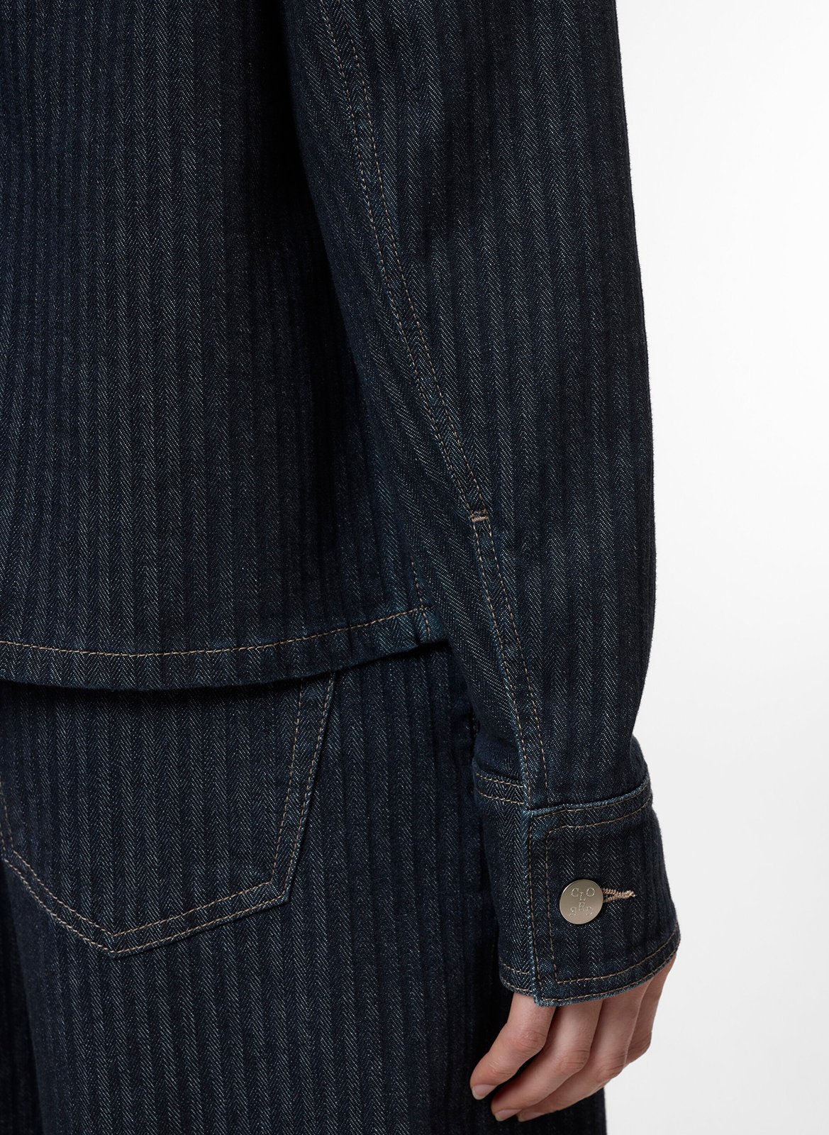 Straight striped cotton blend jacket CLOSED Blue