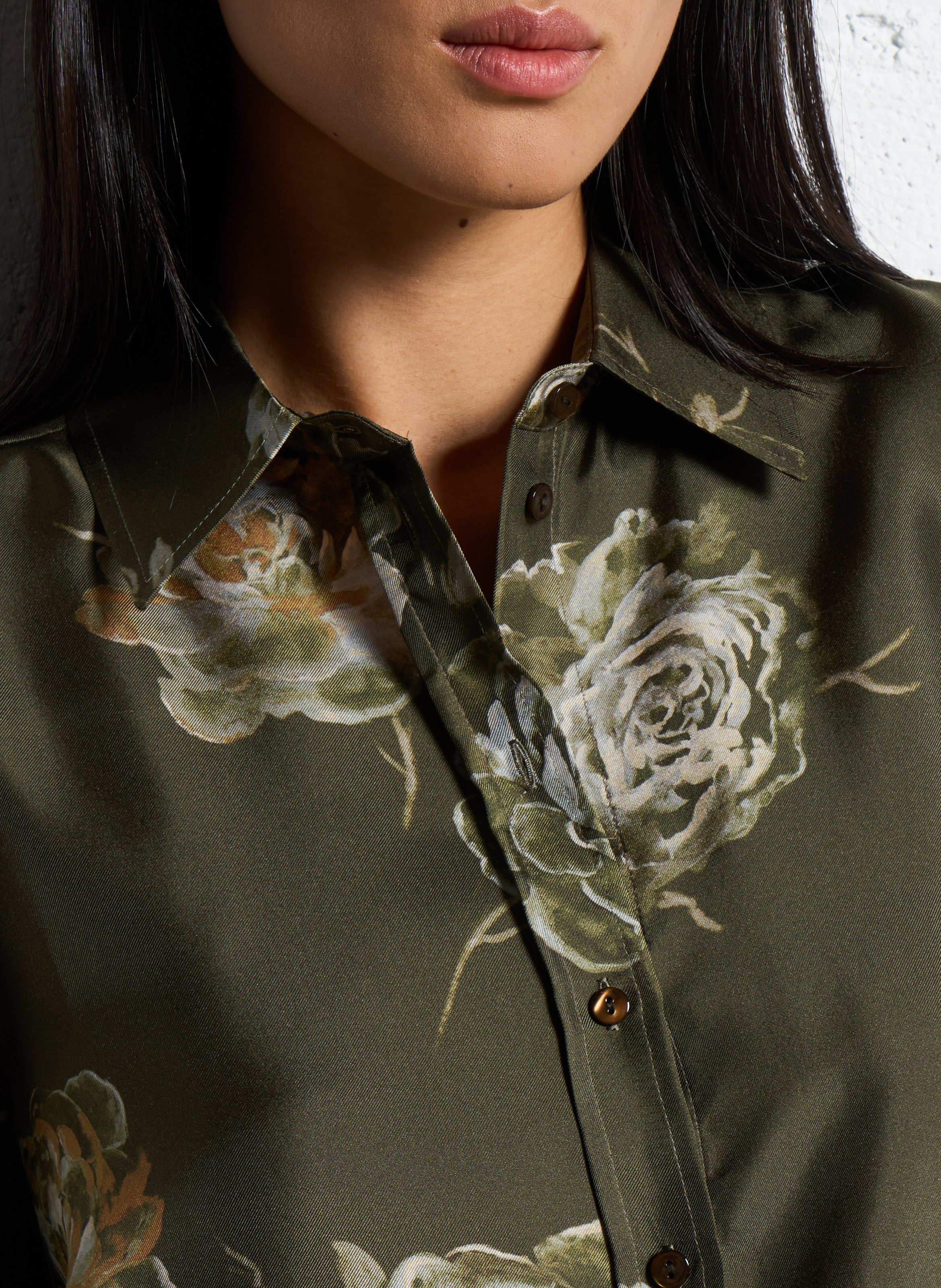 Chemise fluide fleurie en soie MOMONI Vert