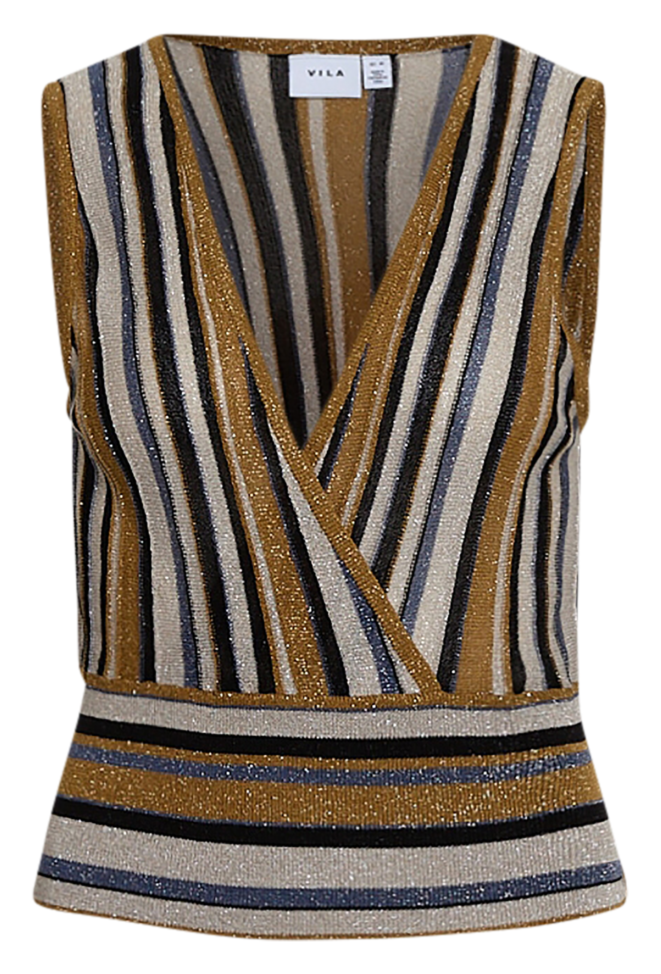 V-neck Striped Glitter Top VILA Brown