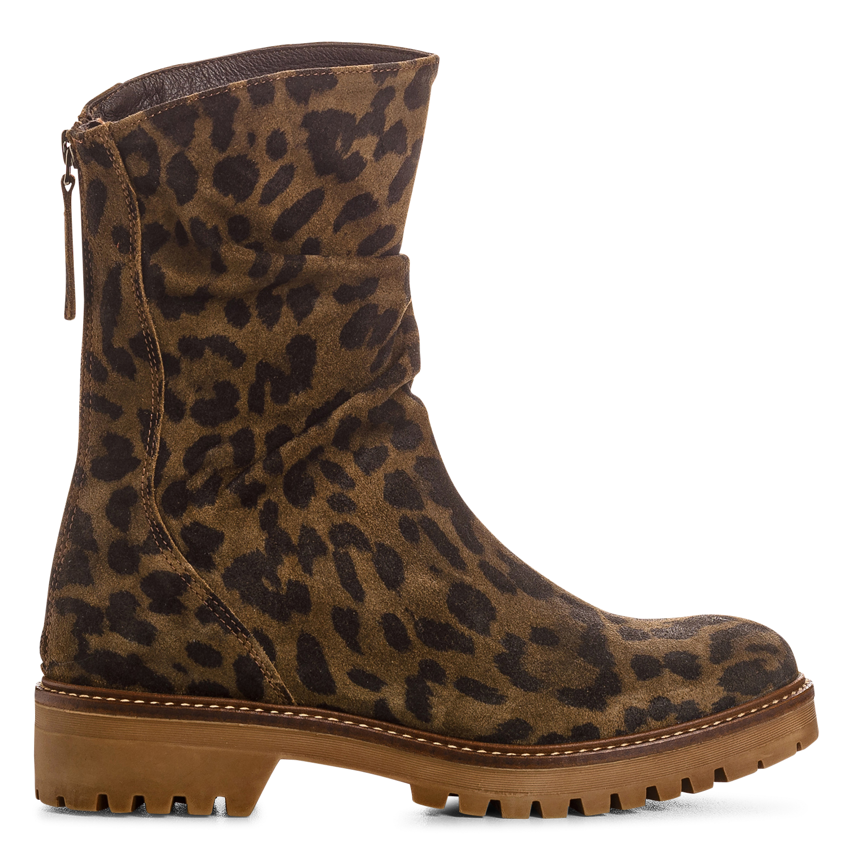 Soepele luipaard leren laarzen REQINS Bruin