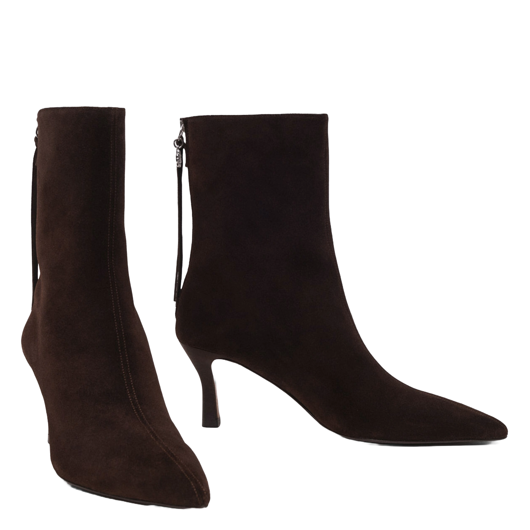 Bottines à talons en suède MAJE Marron