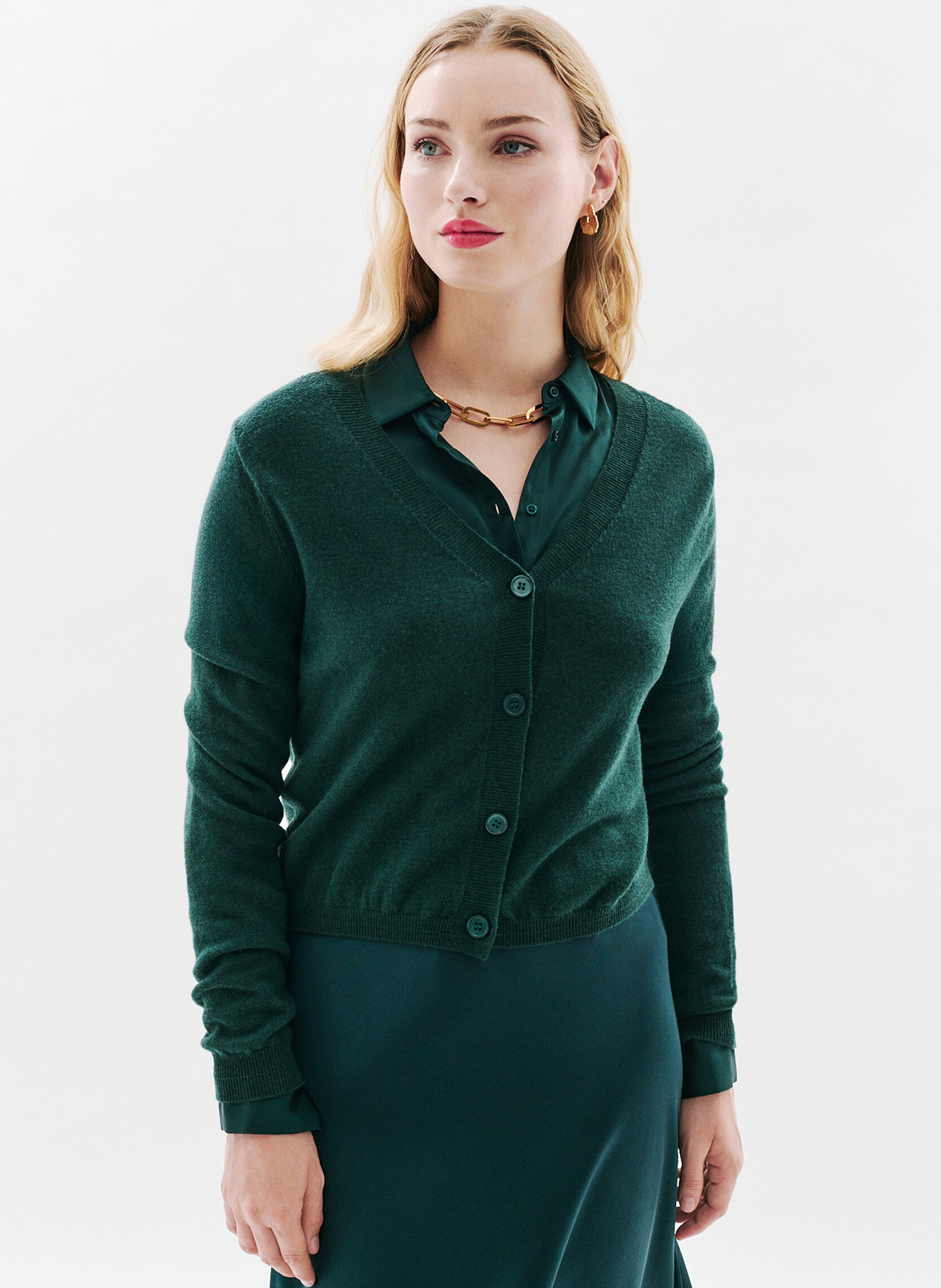 Svenland V-neck wool cardigan CAROLL Green