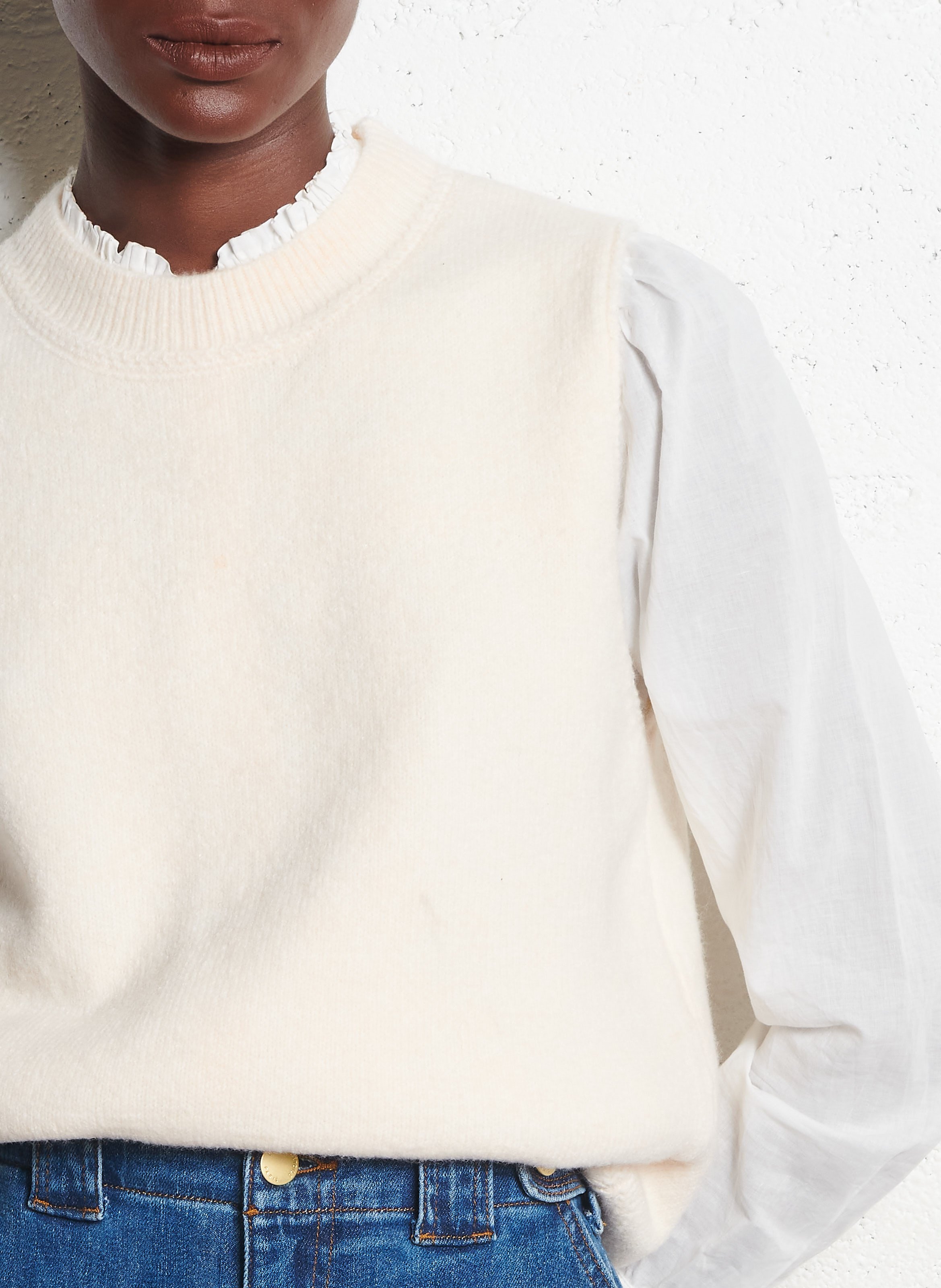 Pull oversize col montant  LA PETITE ETOILE Beige