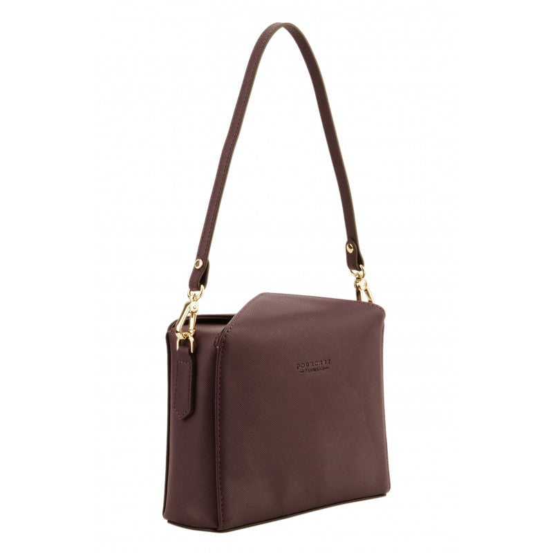 Shoulder bag - coated grain POURCHET Red