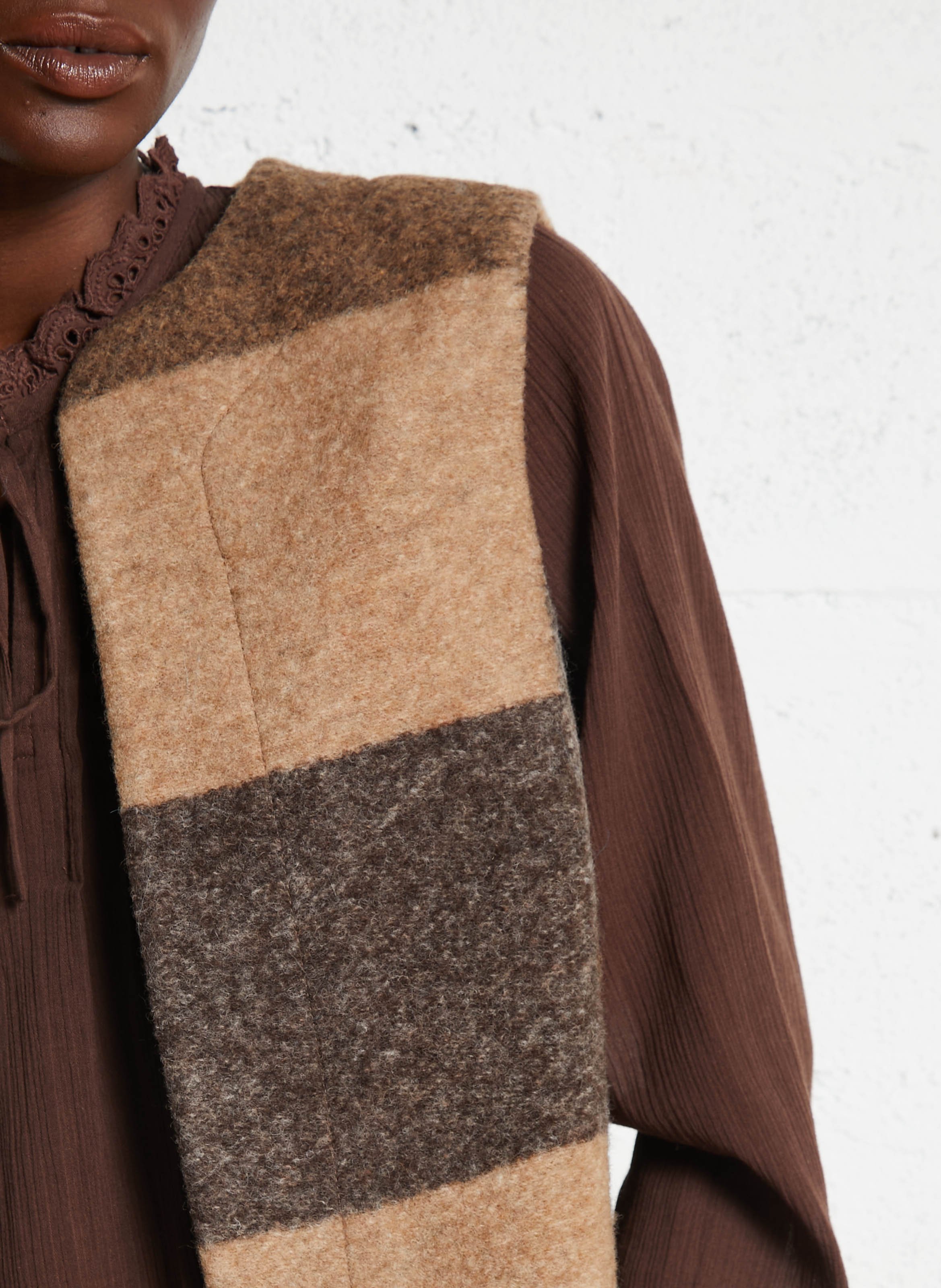 Veste droite sans manches en laine mélangée SUD EXPRESS Beige