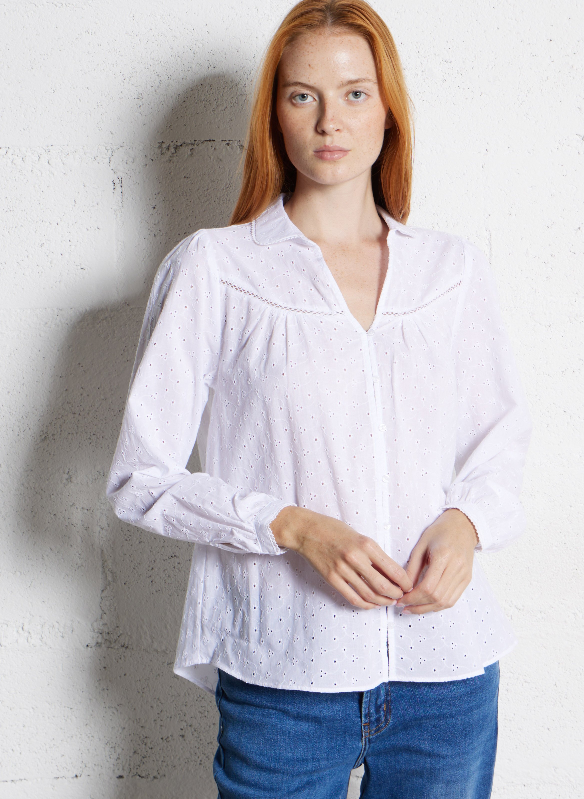 Oversized Hemd mit umgeschlagenem Kragen und bestickter Baumwolle SUD EXPRESS