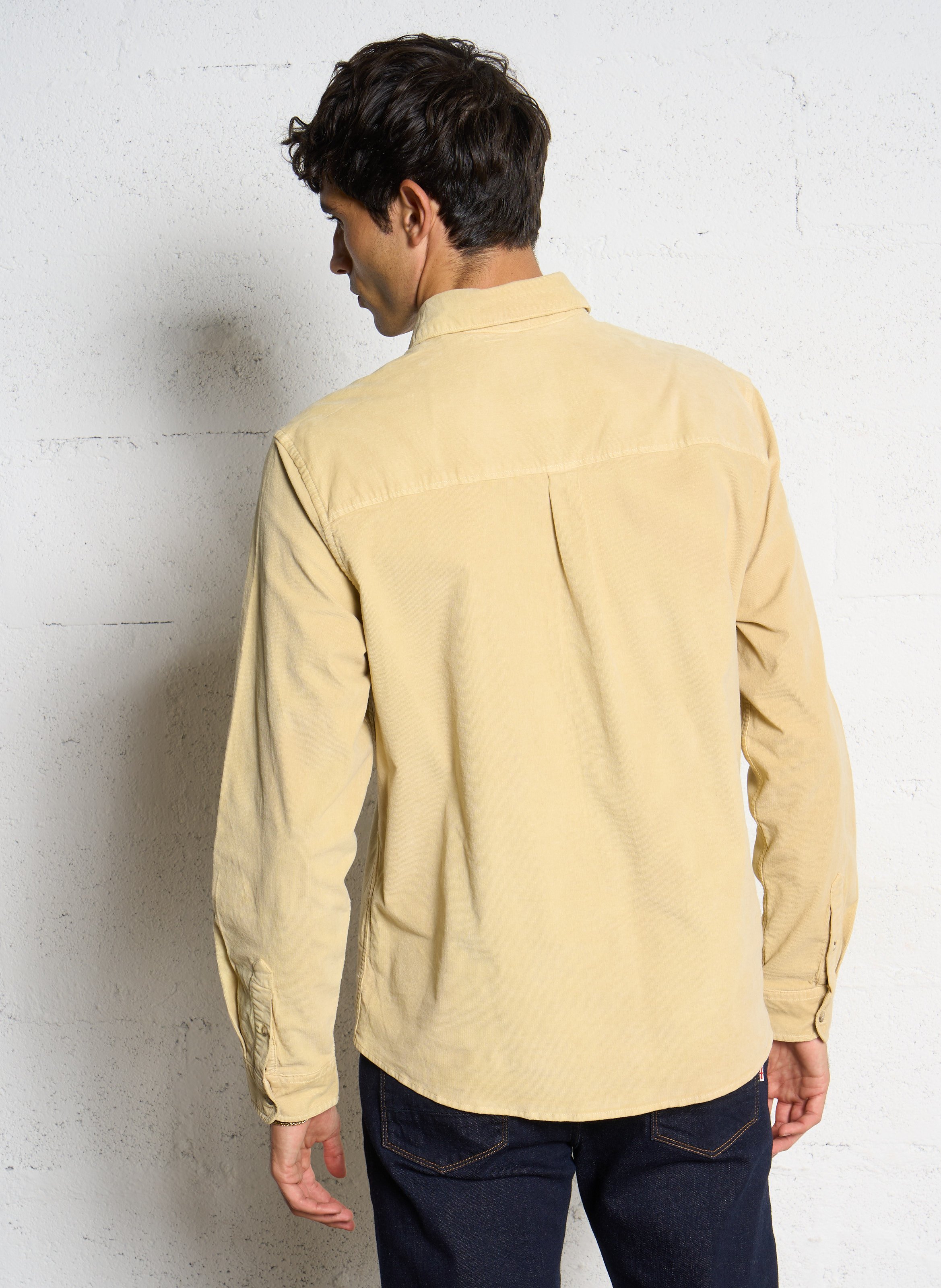 Straight-cut cotton-blend shirt with classic collar PEPE JEANS Beige