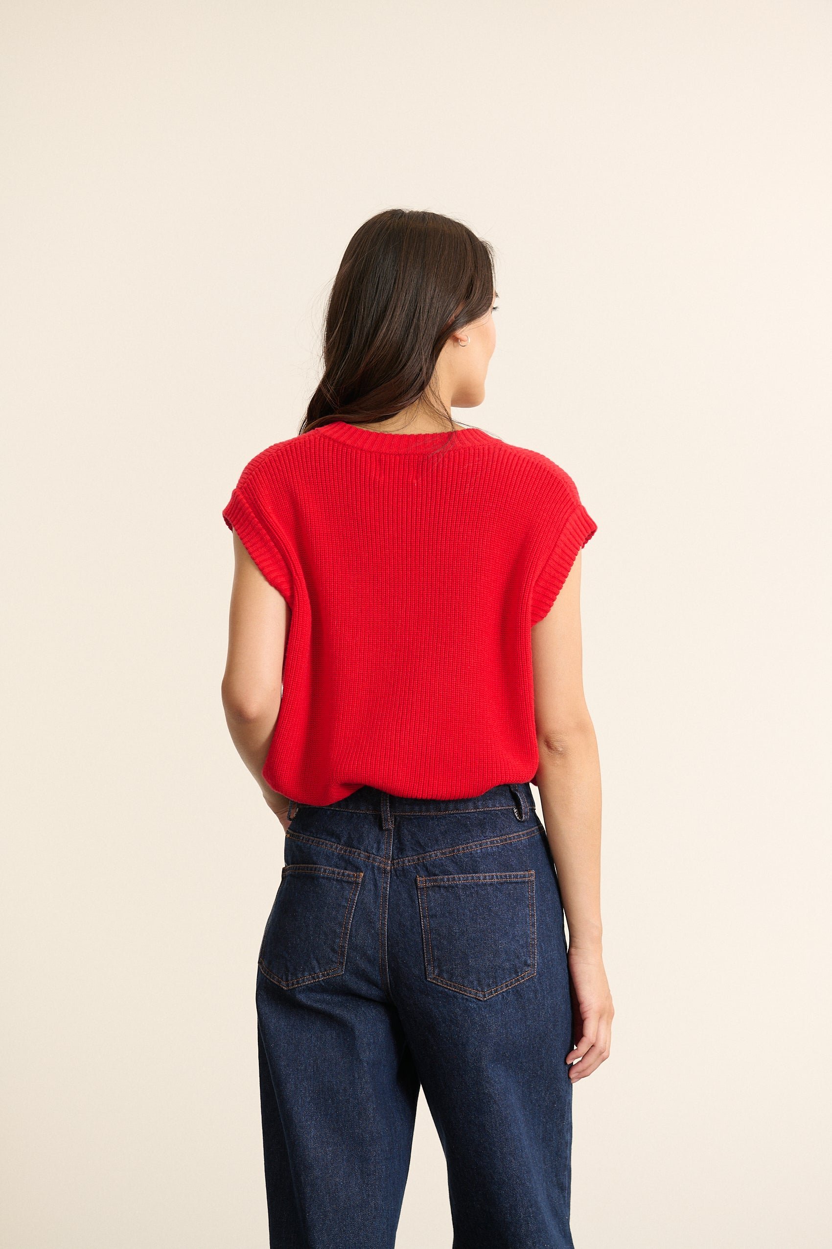 Sleeveless buttoned cardigan GARANCE PARIS Red