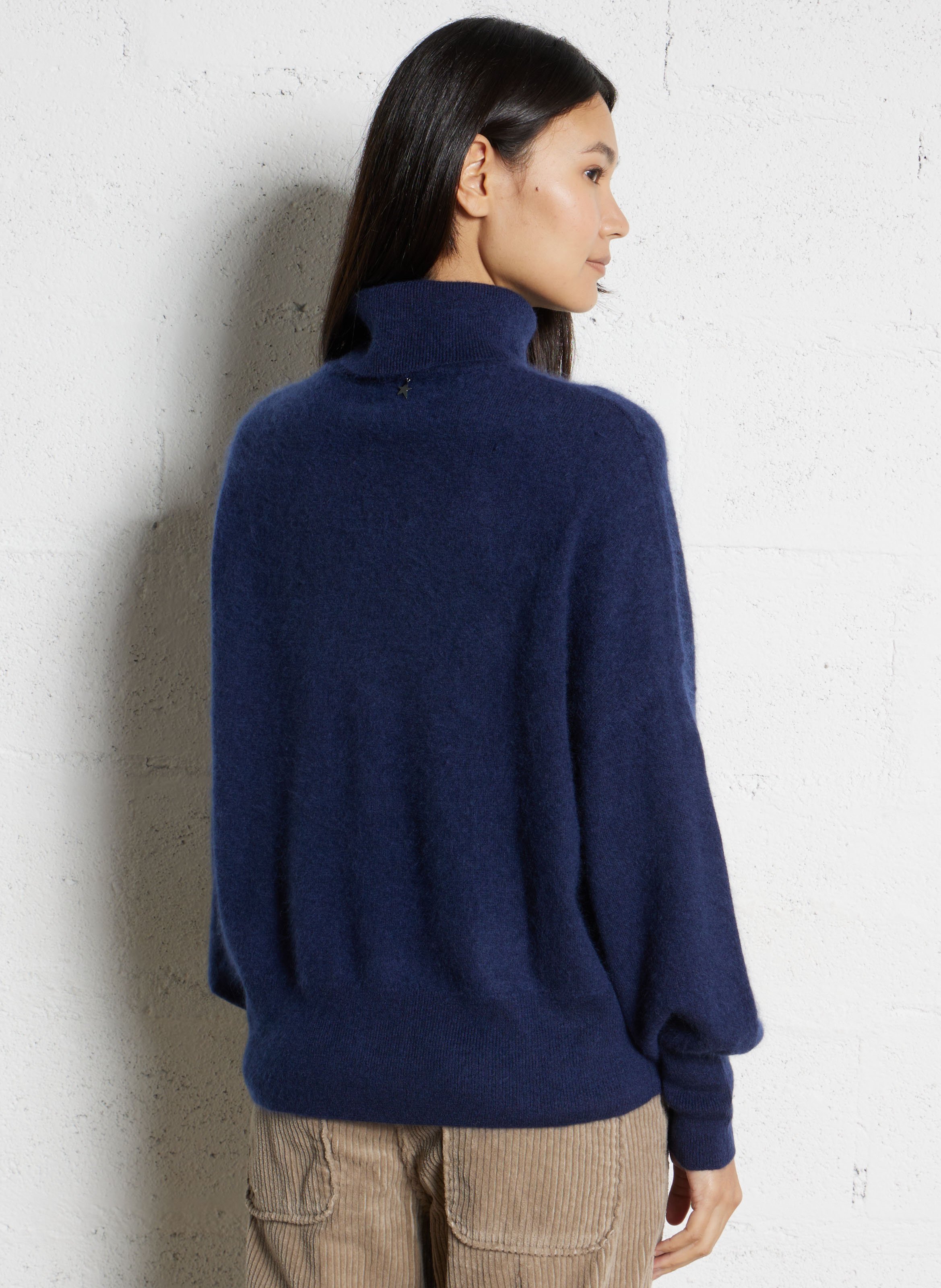 Pull ample col roulé en laine et cachemire SUD EXPRESS Bleu