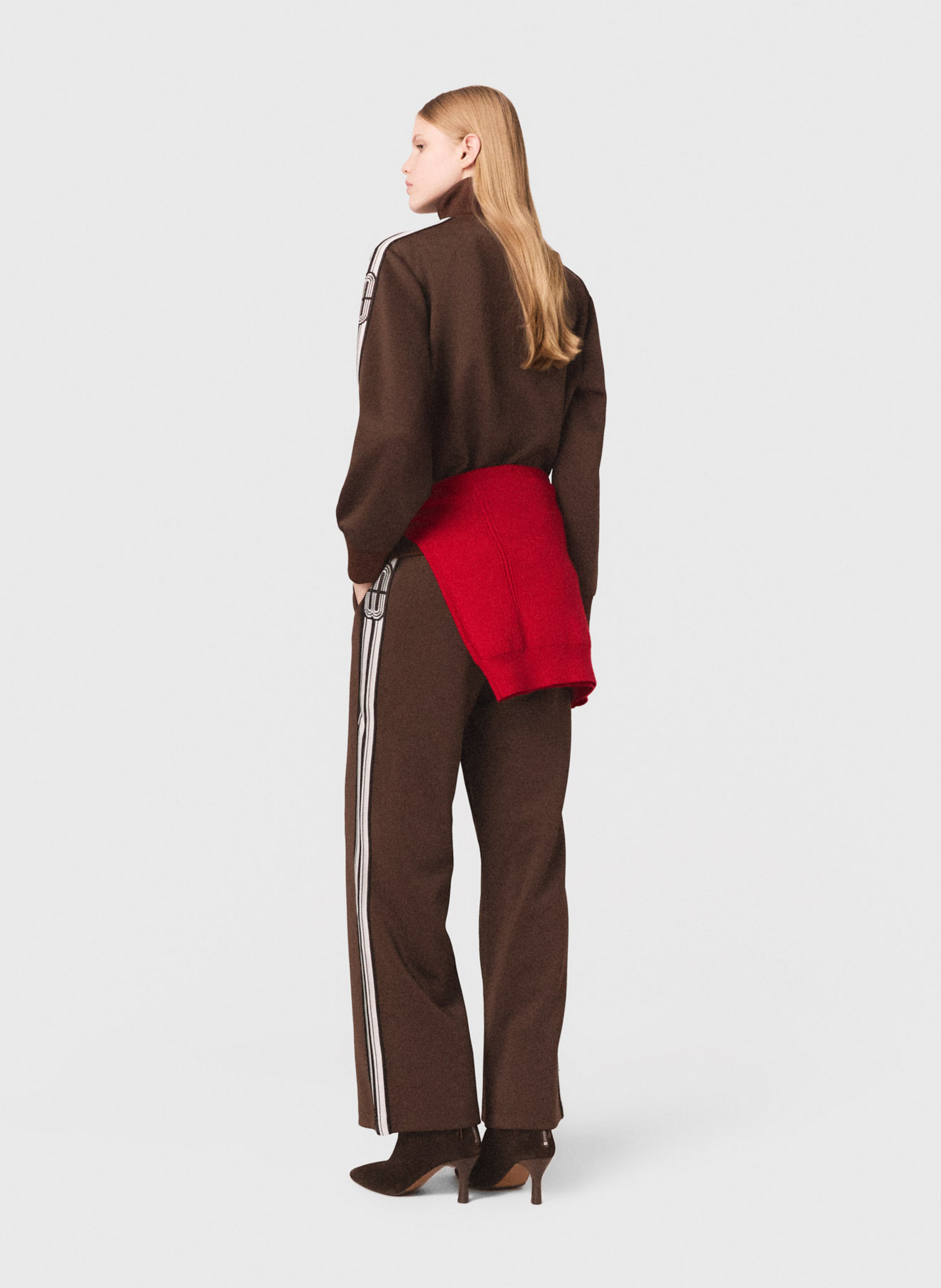 Straight high-neck zipped sweatshirt MAJE Brown