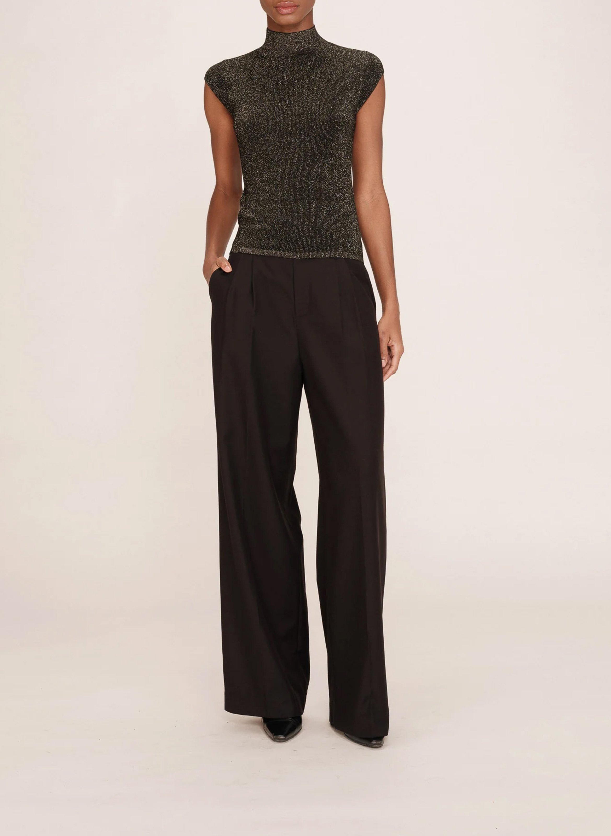 High-neck knit top with glittery thread GRACE ET MILA Golden