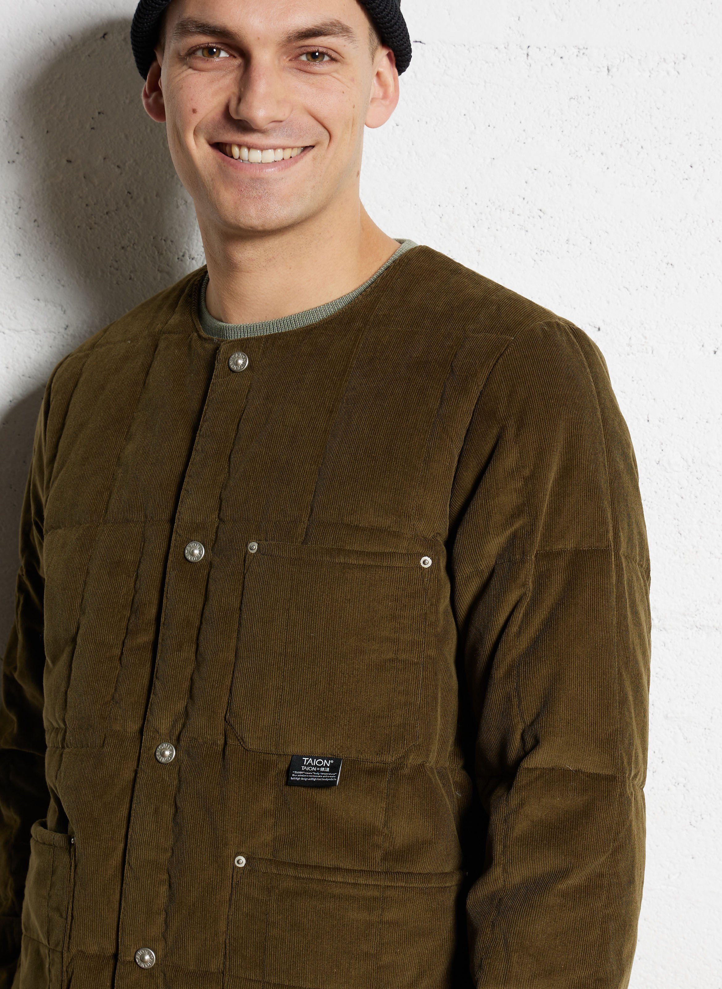 Solid quilted straight velvet jacket TAION Green