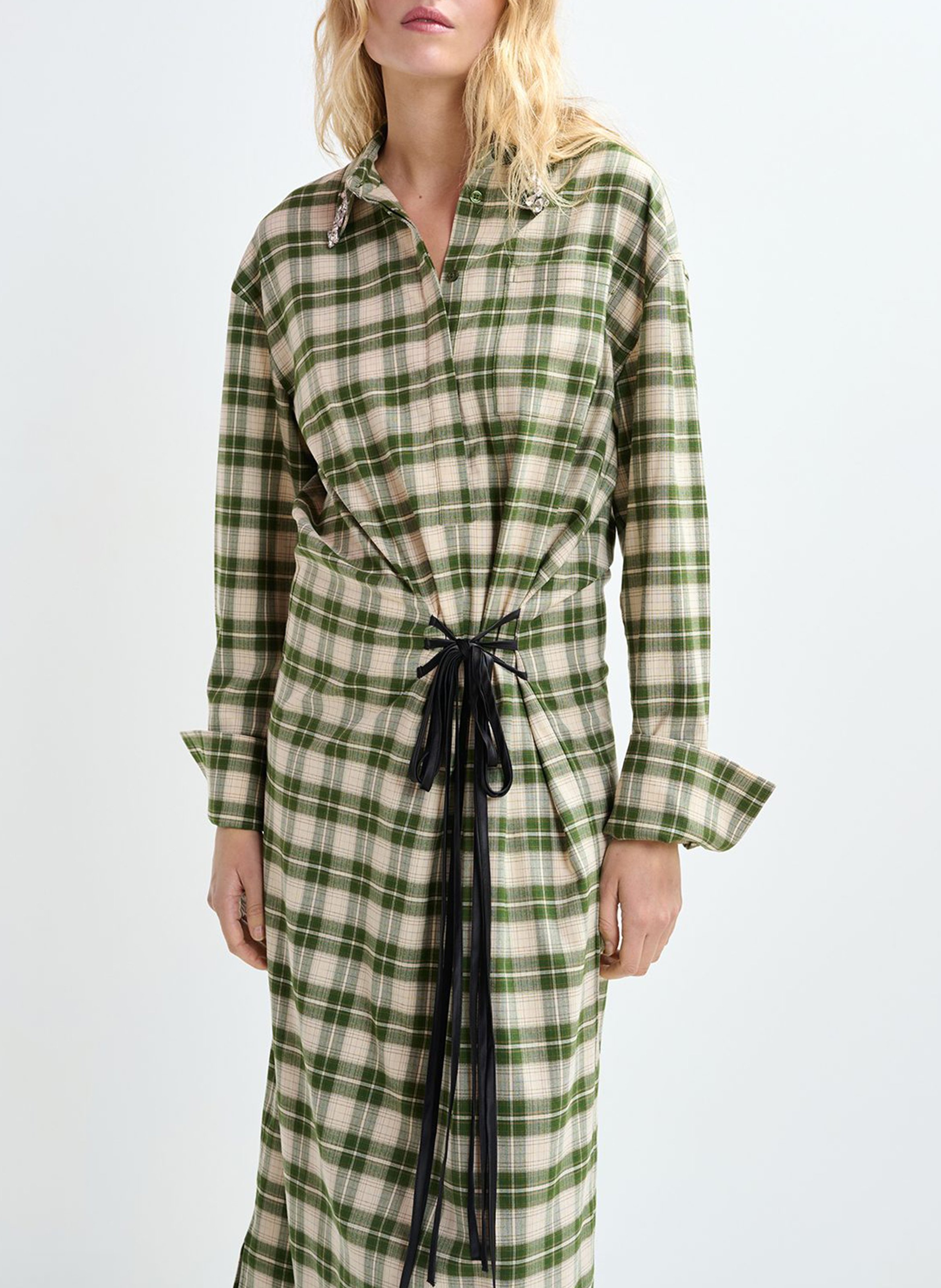 Robe longue col classique imprimée ESSENTIEL ANTWERP Vert